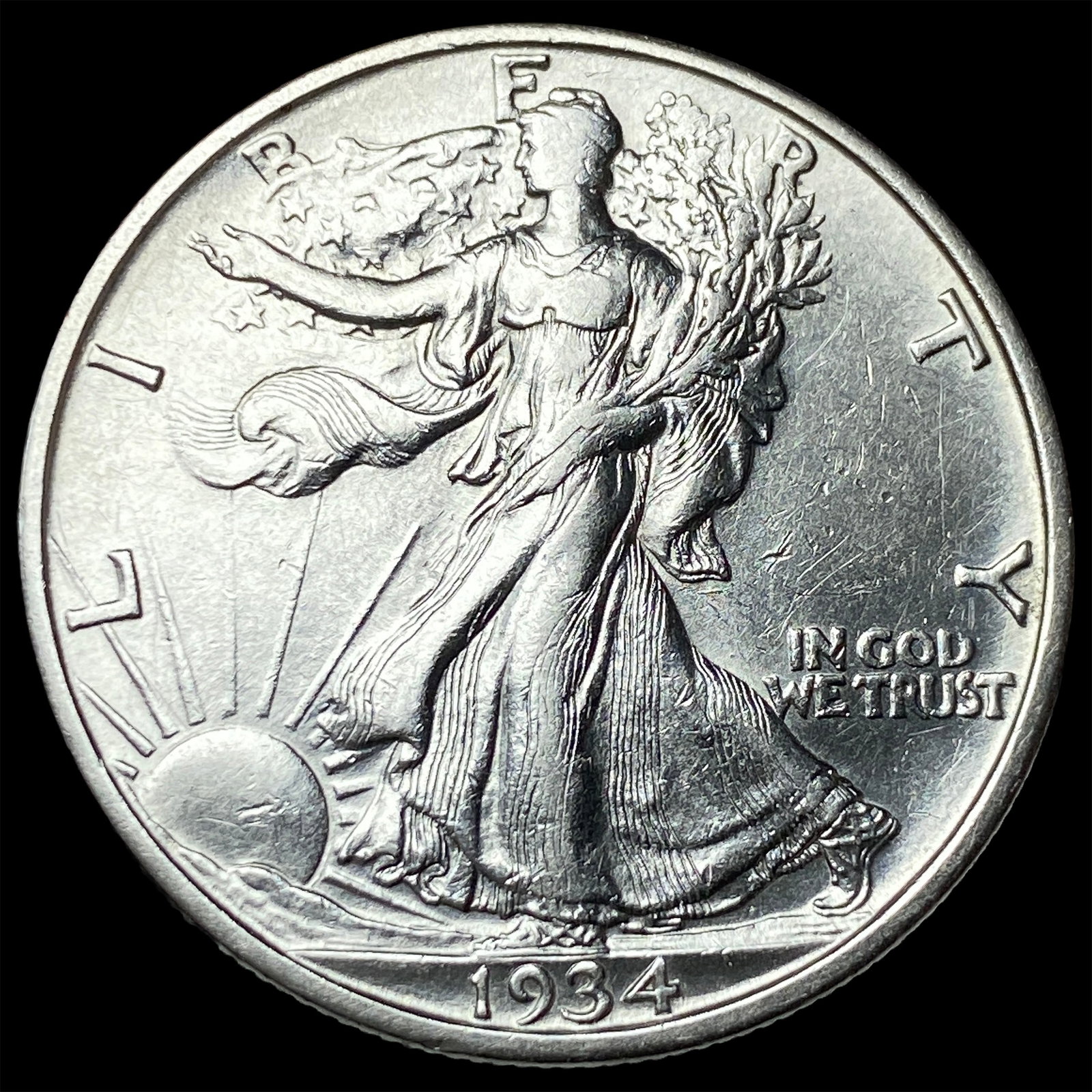 1934-D Silver Walking Liberty Half Dollar CLOSELY UNCIRCULATED: 1934-D Silver Walking Liberty Half Dollar CLOSELY UNCIRCULATED