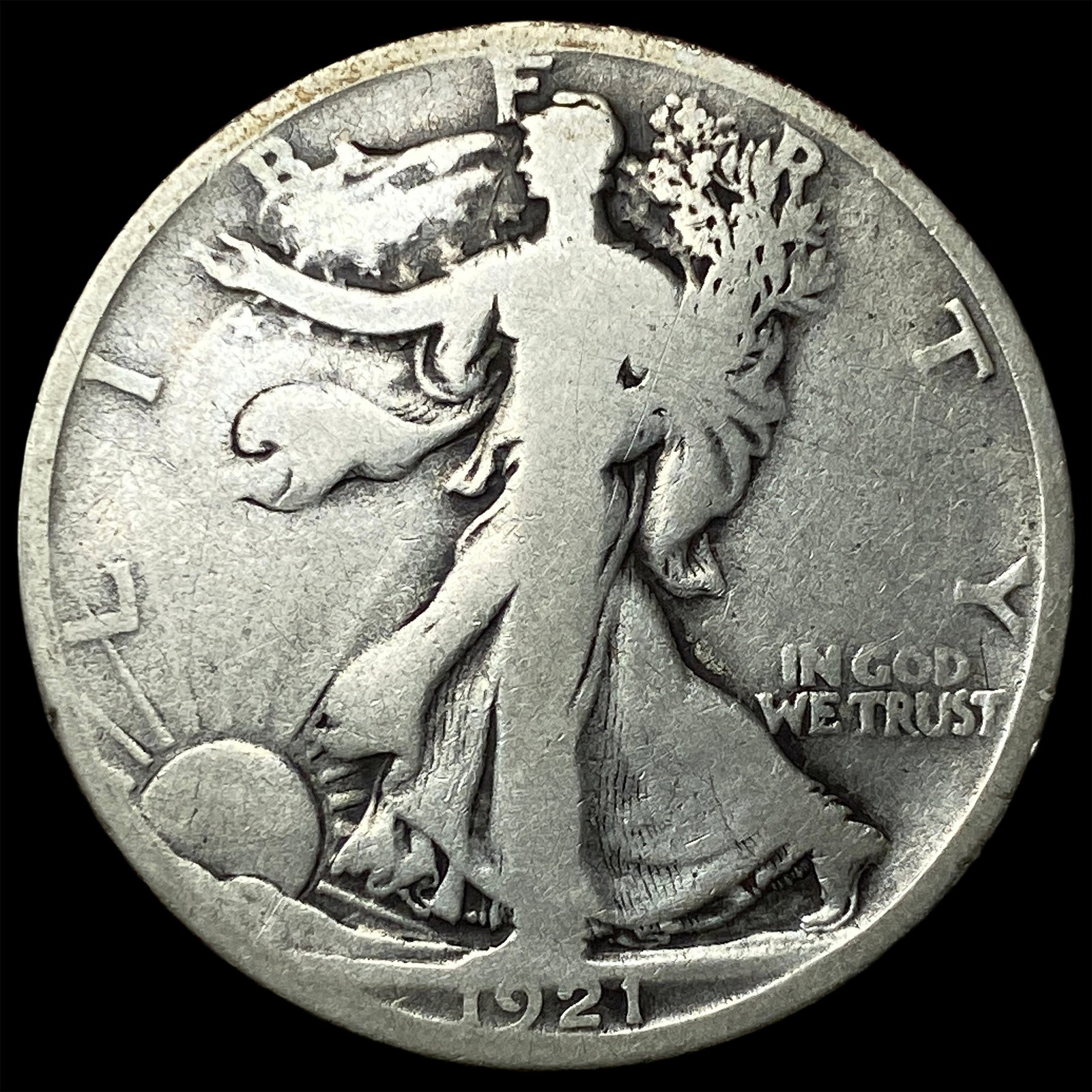1921-D Silver Walking Liberty Half Dollar NICELY CIRCULATED (1 of 2)