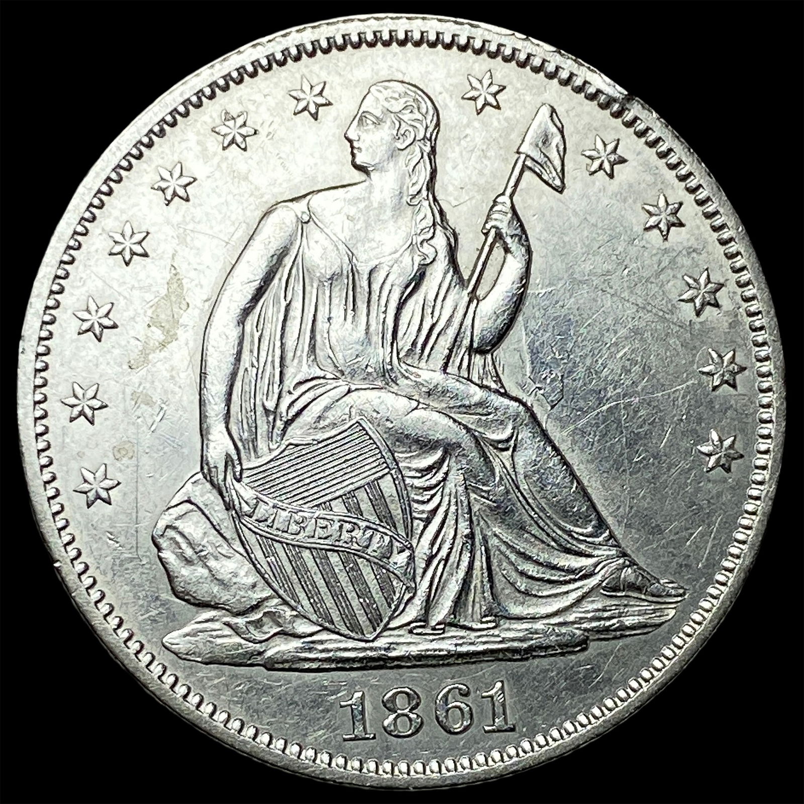 1861 Seated Liberty Half Dollar CLOSELY UNCIRCULATED (1 of 2)