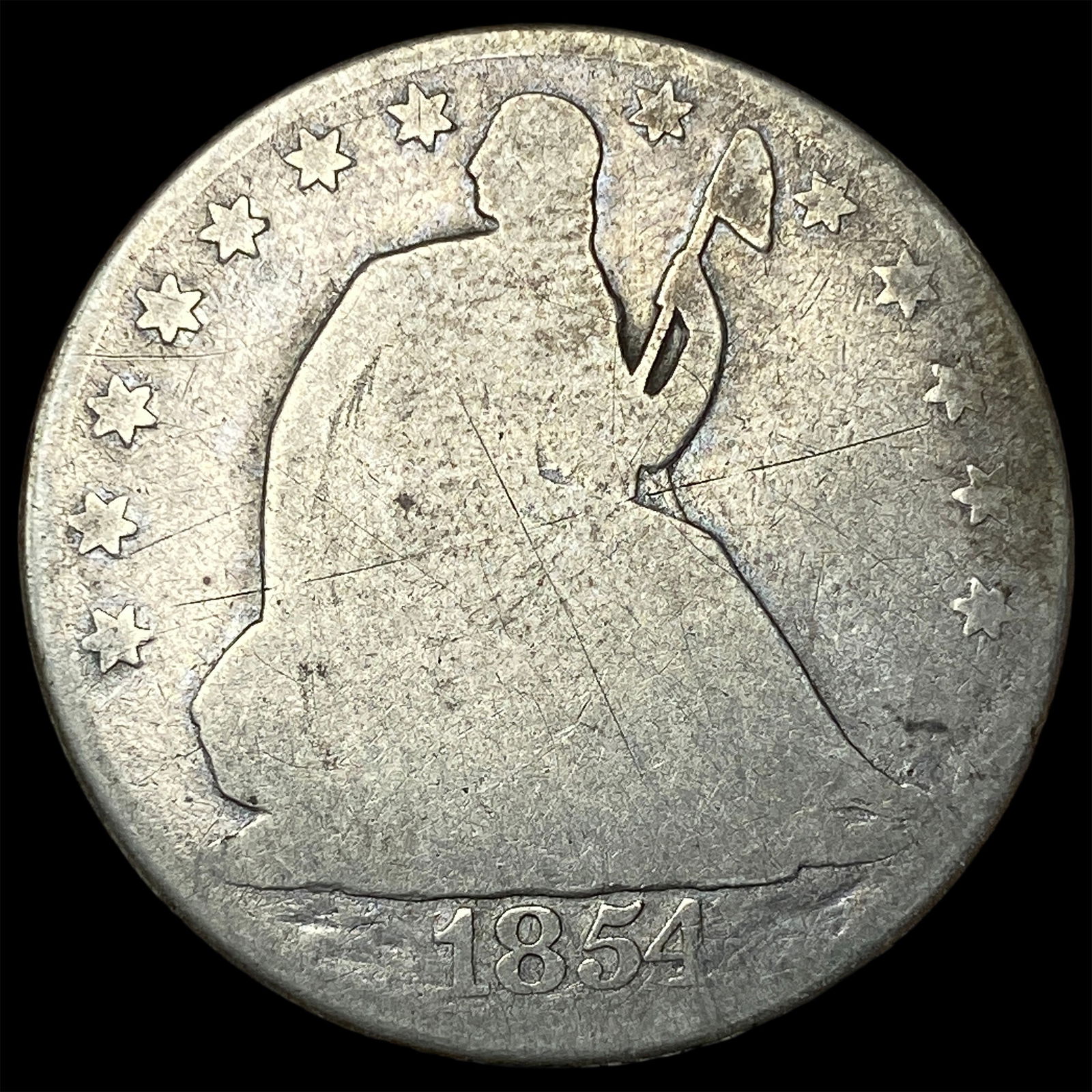 1854-O Silver Seated Liberty Half Dollar NICELY CIRCULATED: 1854-O Silver Seated Liberty Half Dollar NICELY CIRCULATED