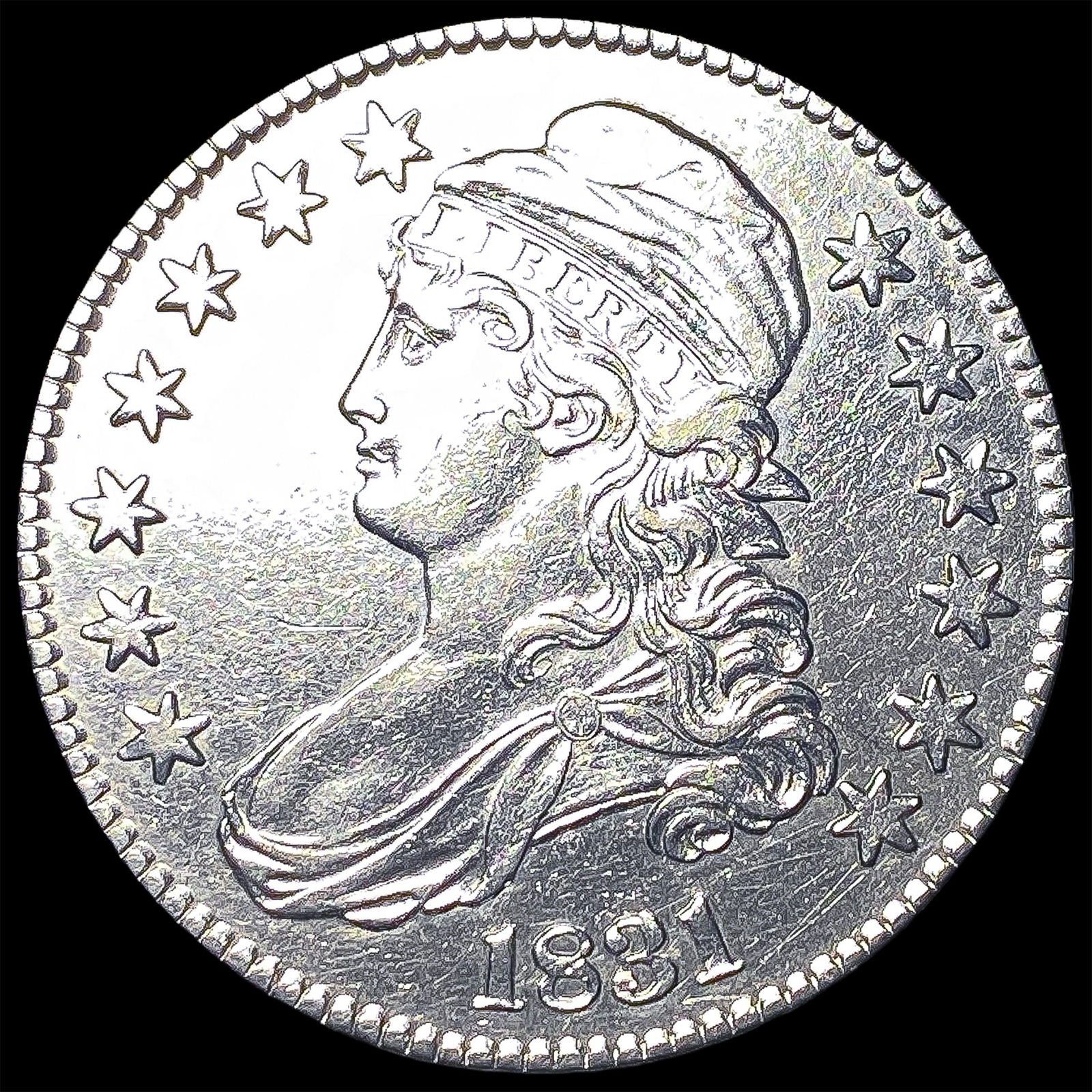 1831 Silver Capped Bust Half Dollar CLOSELY UNCIRCULATED: 1831 Silver Capped Bust Half Dollar CLOSELY UNCIRCULATED