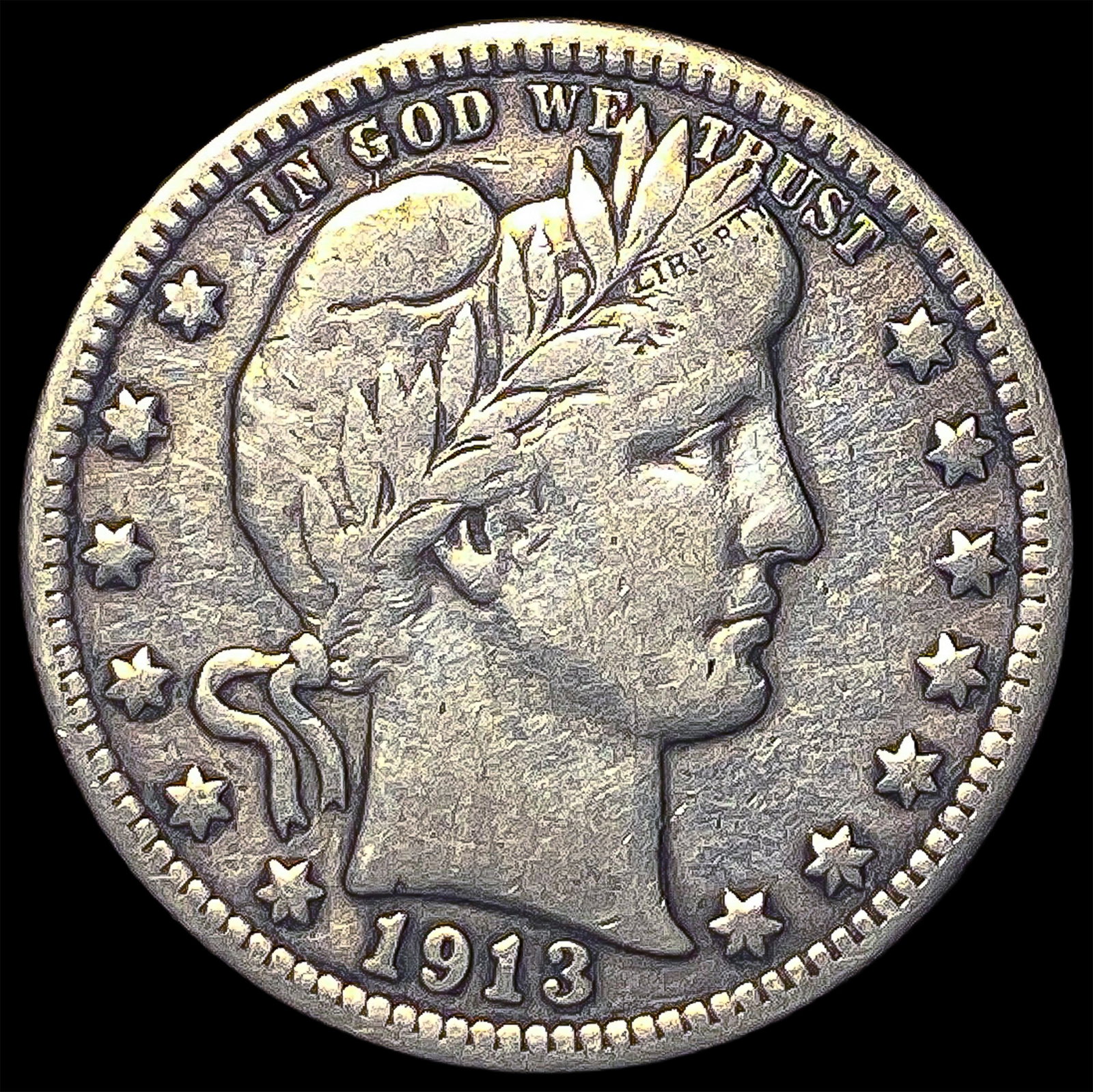 1913 Silver Barber Quarter ABOUT UNCIRCULATED (1 of 2)
