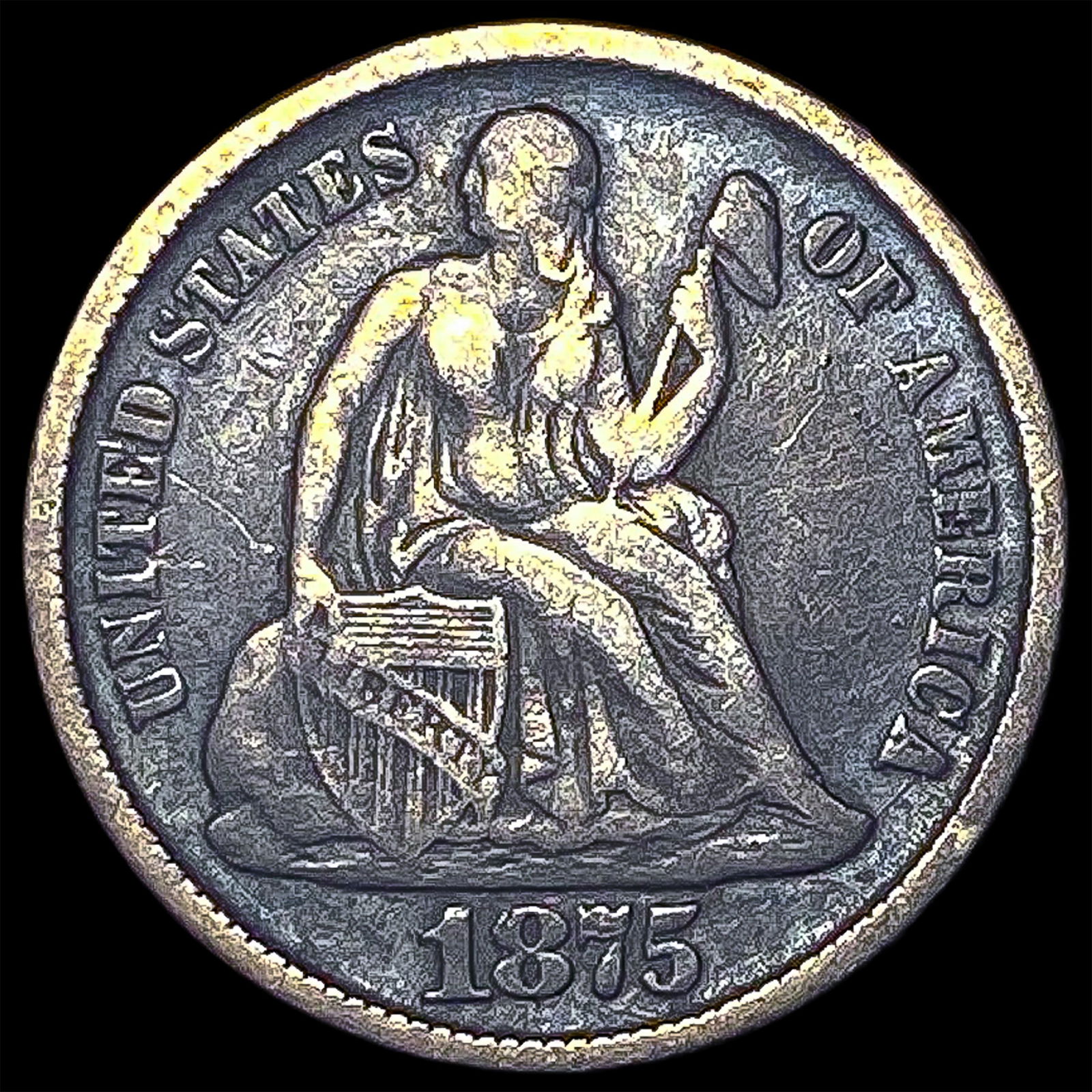 1875-CC Silver Seated Liberty Dime LIGHTLY CIRCULATED: 1875-CC Silver Seated Liberty Dime LIGHTLY CIRCULATED