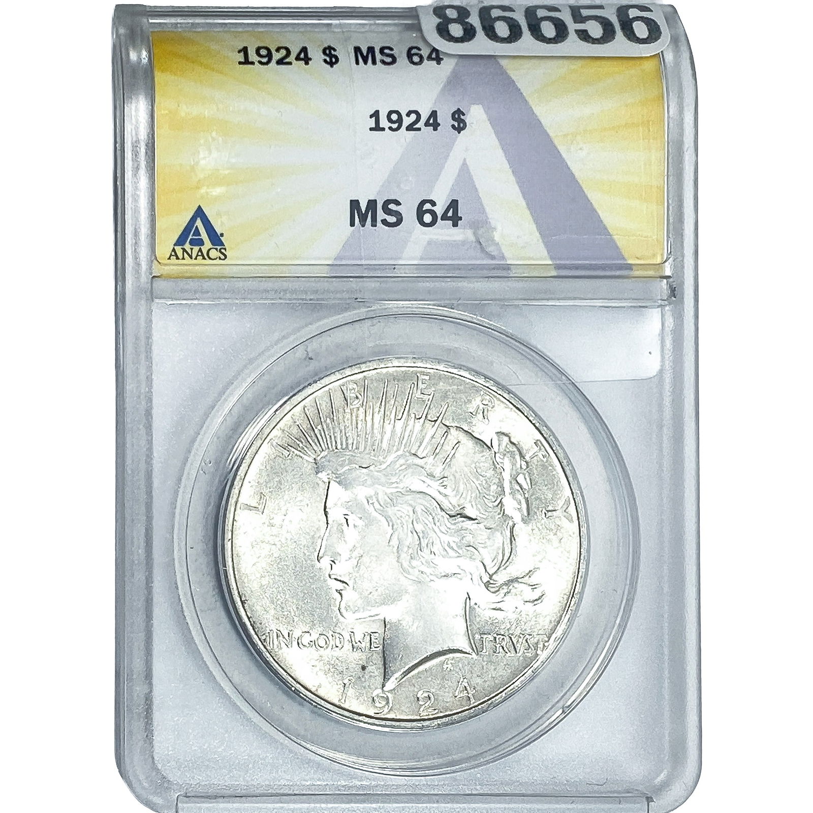 1924 Silver Peace Dollar ANACS MS64: 1924 Silver Peace Dollar ANACS MS64