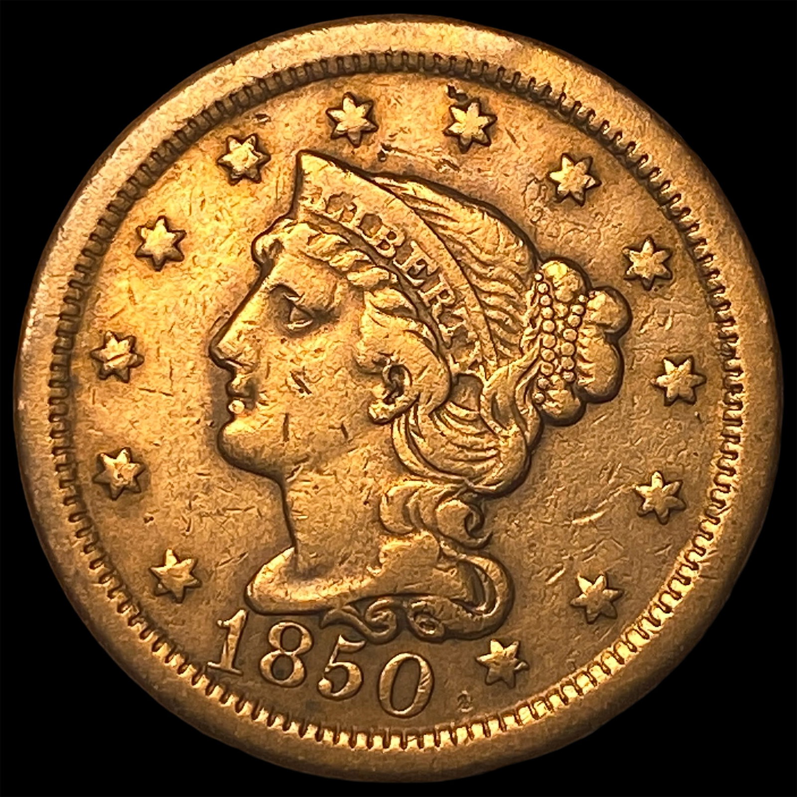 1850 Braided Hair Large Cent NEARLY UNCIRCULATED (1 of 2)