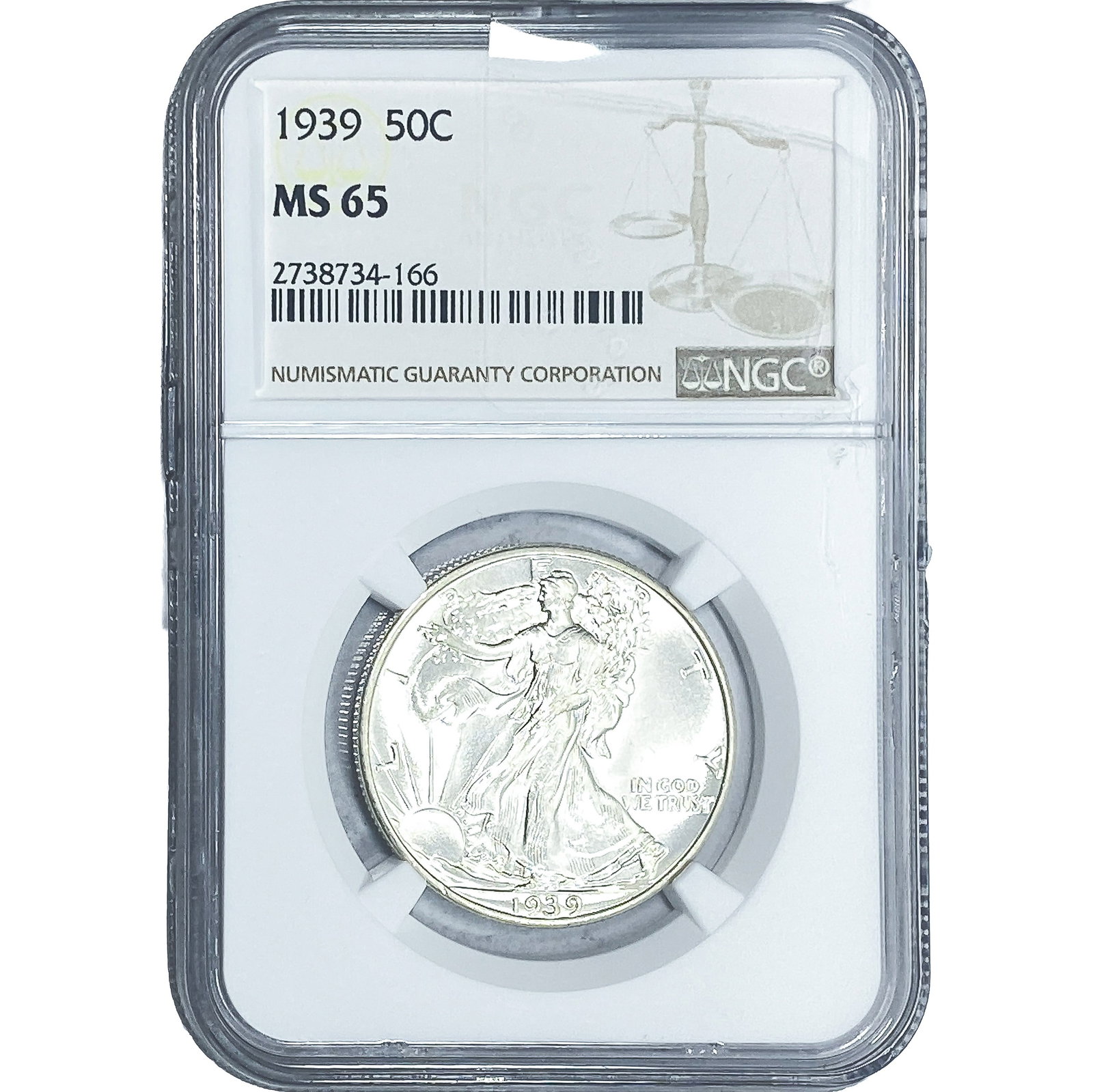 1939 Walking Liberty Half Dollar NGC MS65: 1939 Walking Liberty Half Dollar NGC MS65