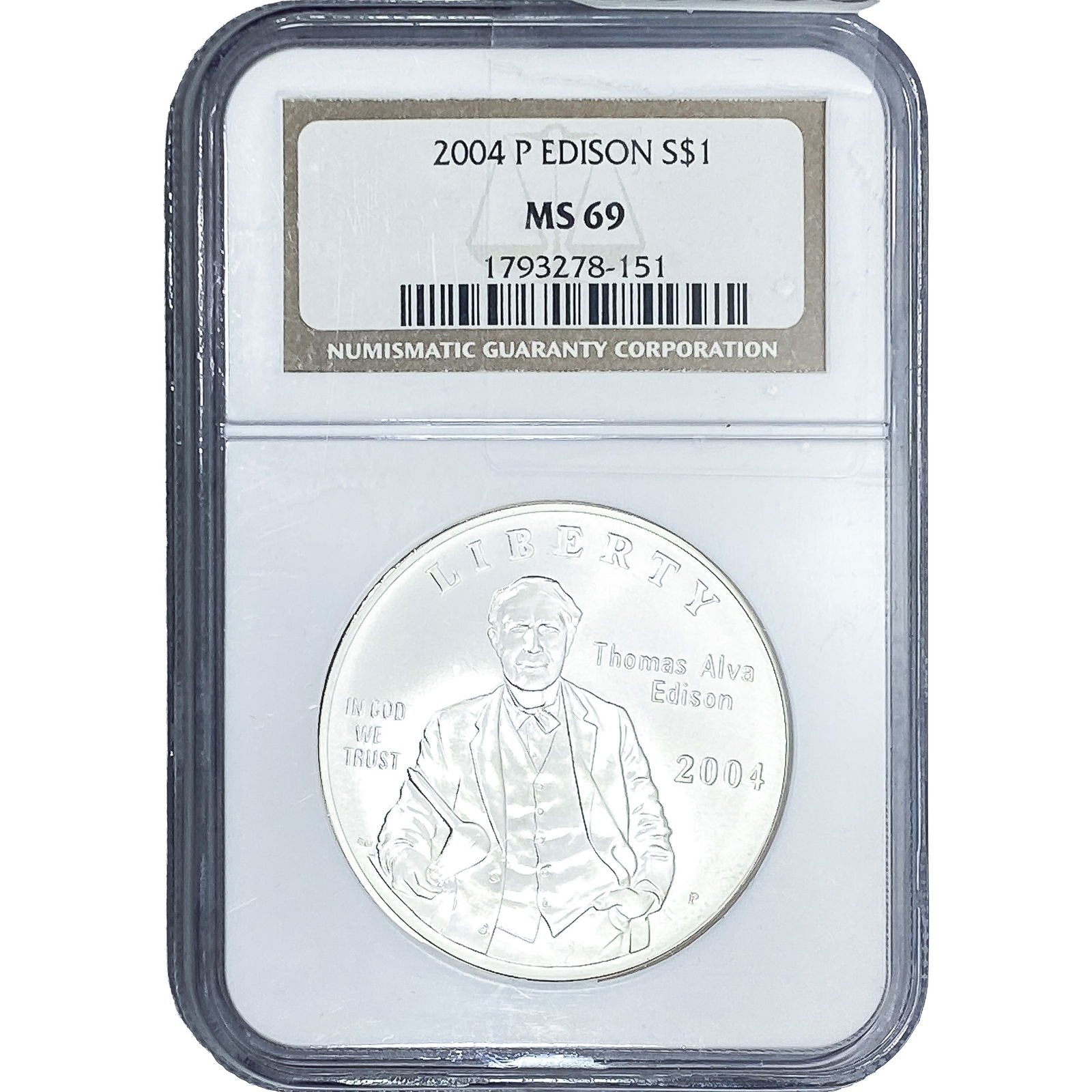 2004 Sliver $1 Edison NGC MS69: 2004 Sliver $1 Edison NGC MS69
