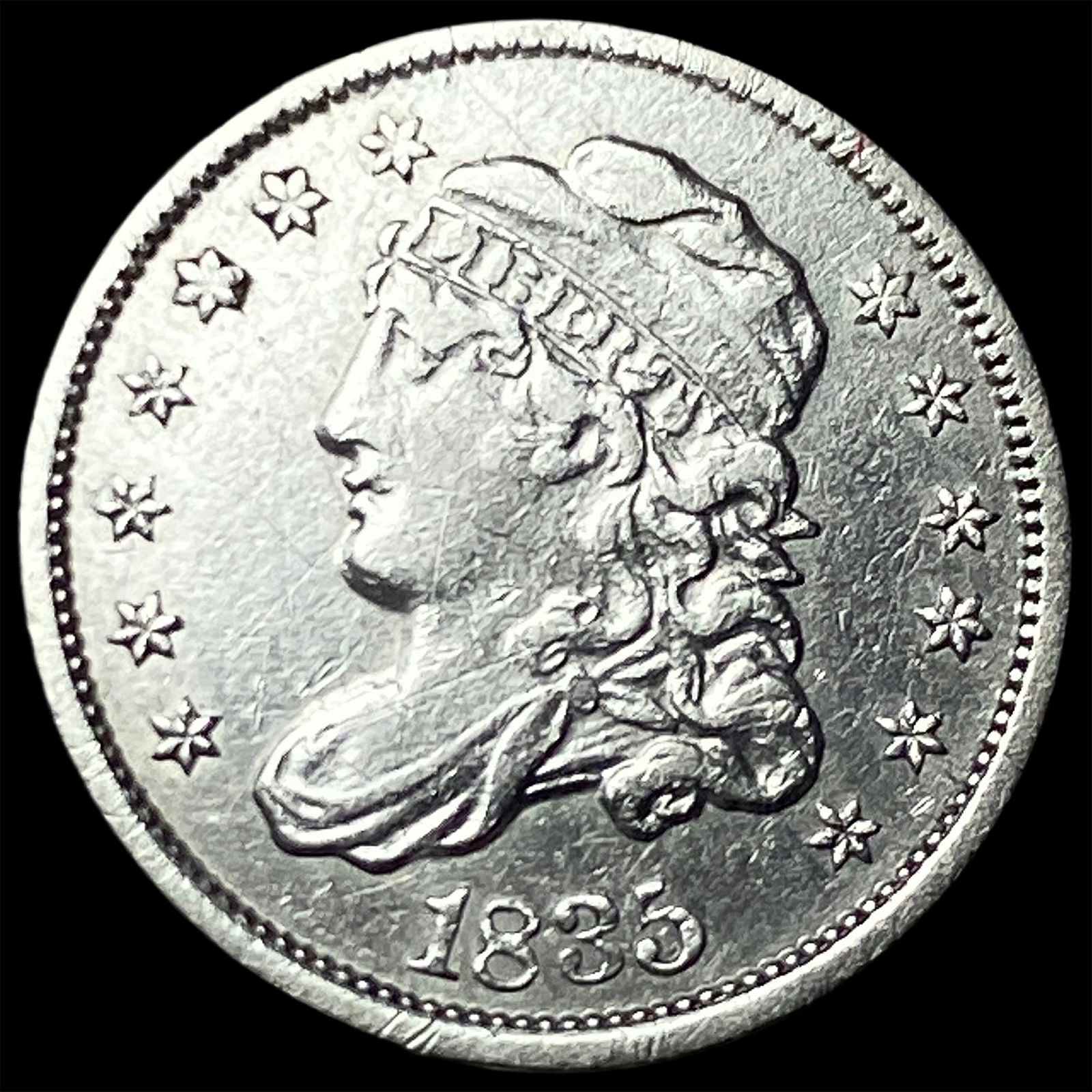 1835 Silver Capped Bust Half Dime CLOSELY UNCIRCULATED: 1835 Silver Capped Bust Half Dime CLOSELY UNCIRCULATED