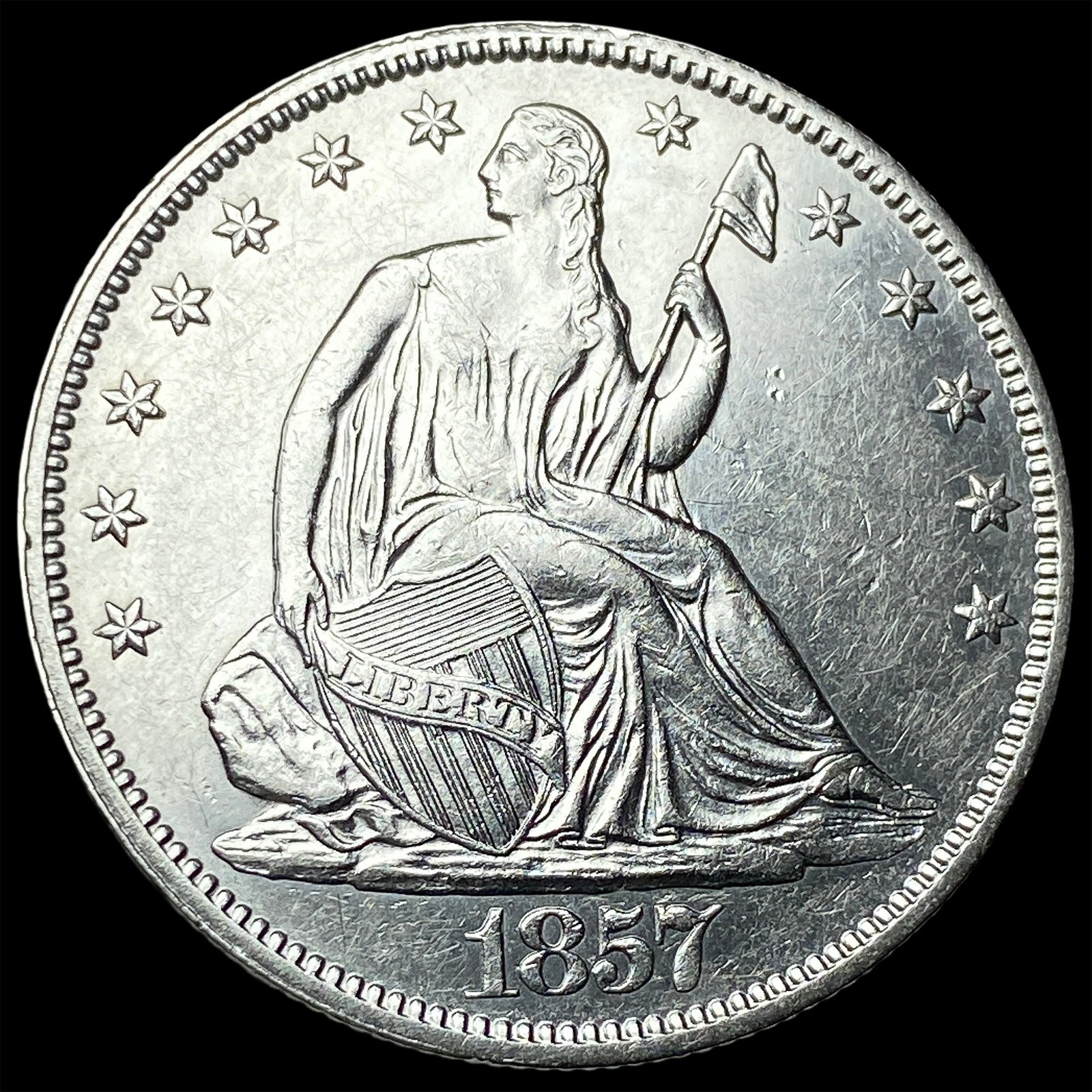 1857 Seated Liberty Half Dollar CLOSELY UNCIRCULATED (1 of 2)