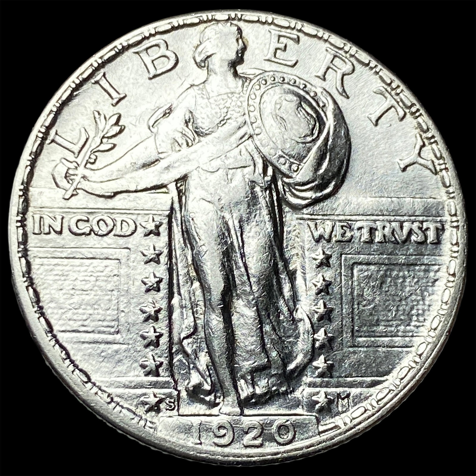 1920-S Silver Standing Liberty Quarter CHOICE AU (1 of 2)