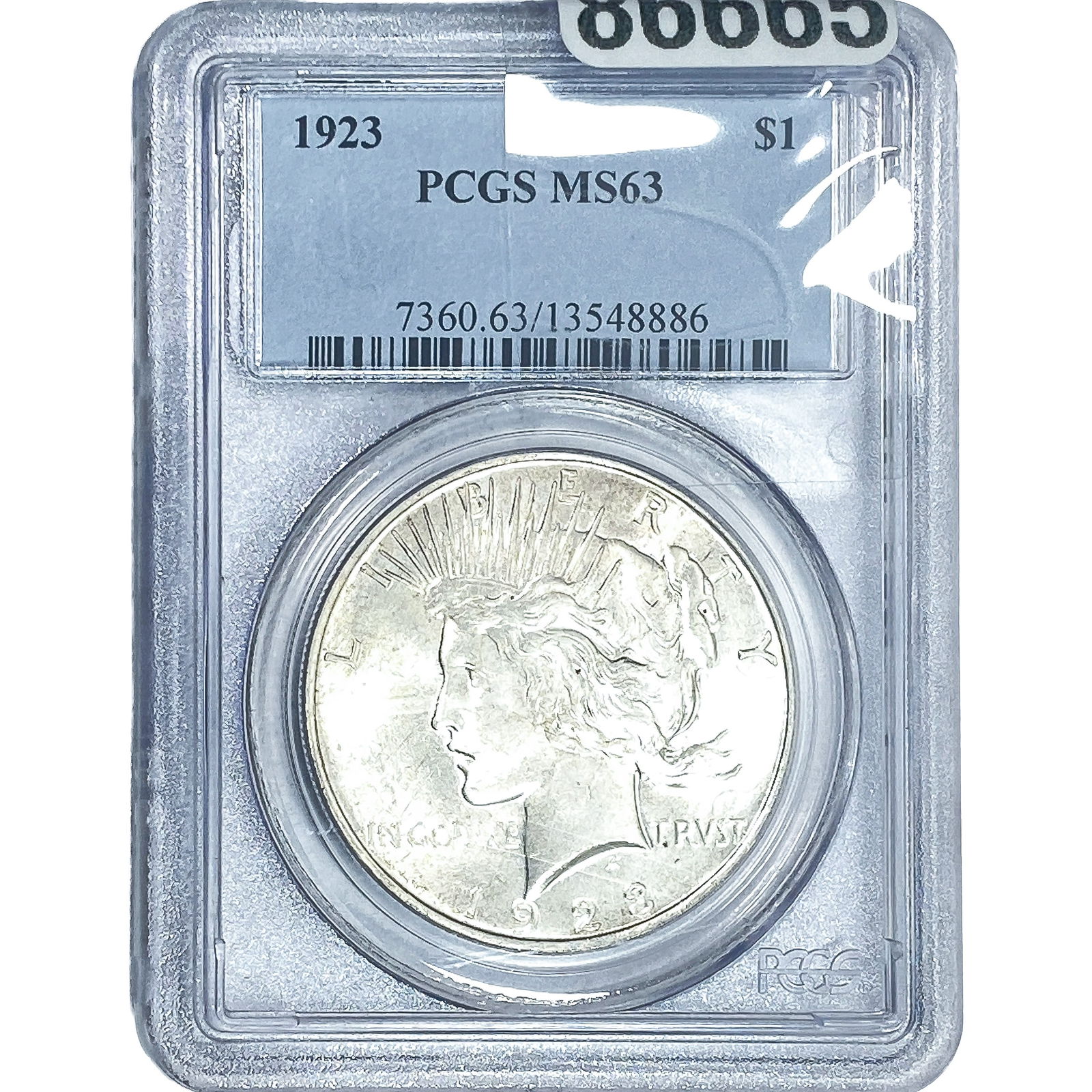 1923 Silver Peace Dollar PCGS MS63: 1923 Silver Peace Dollar PCGS MS63