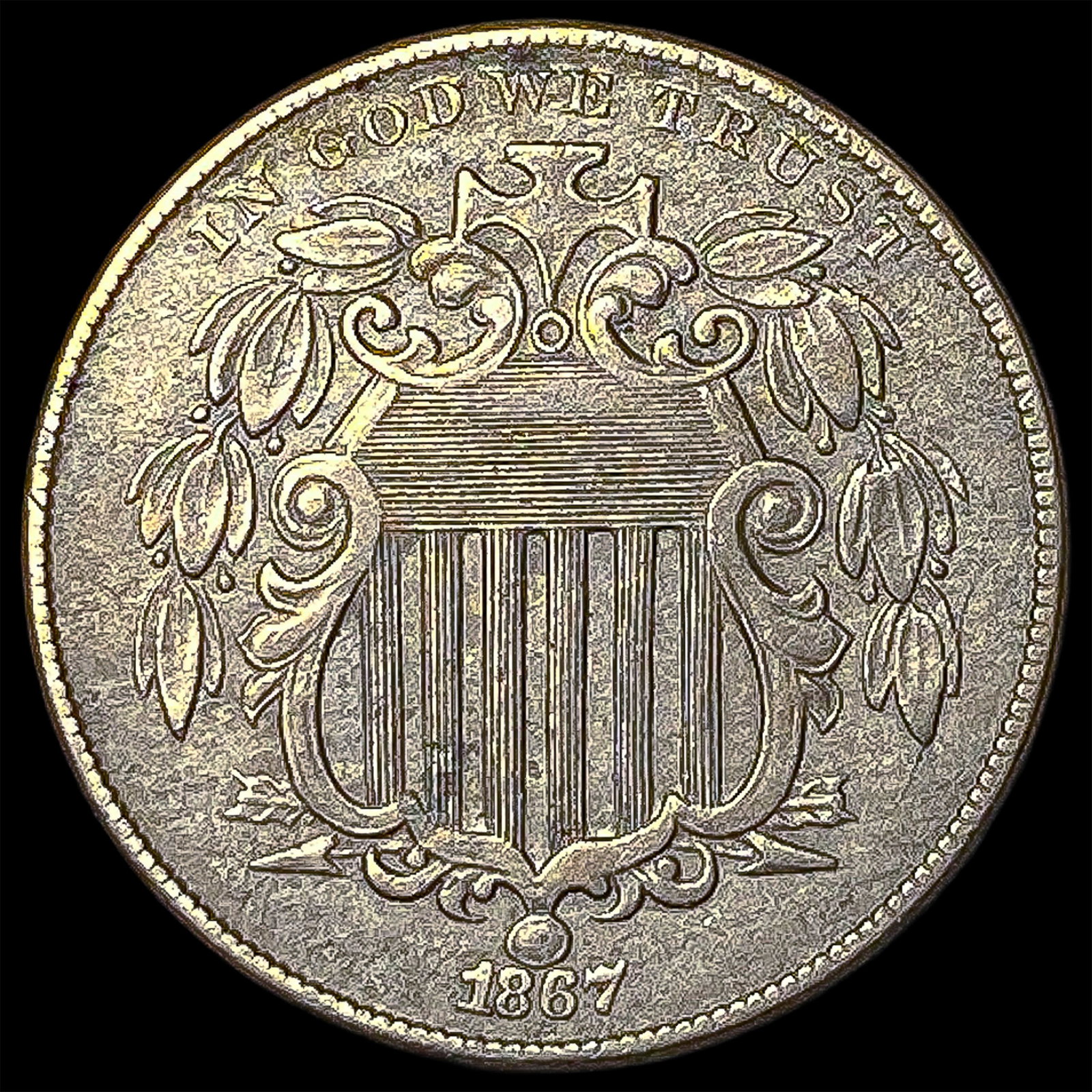 1867 Shield Nickel CLOSELY UNCIRCULATED: 1867 Shield Nickel CLOSELY UNCIRCULATED