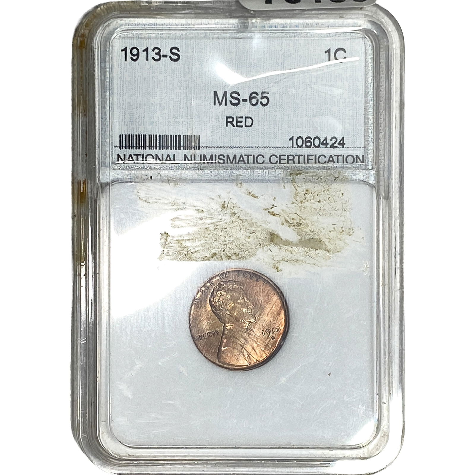 1913-S Wheat Cent NNC MS65 Red: 1913-S Wheat Cent NNC MS65 Red