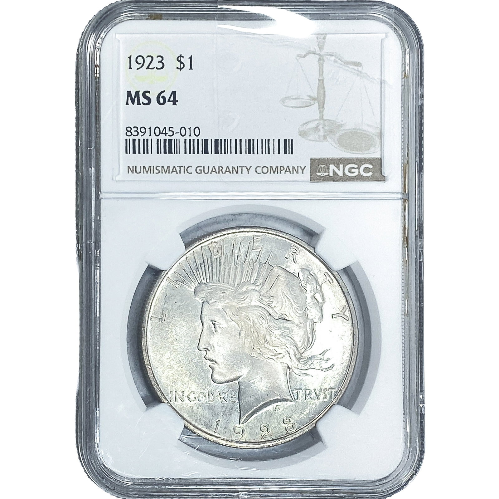 1923 Silver Peace Dollar NGC MS64: 1923 Silver Peace Dollar NGC MS64