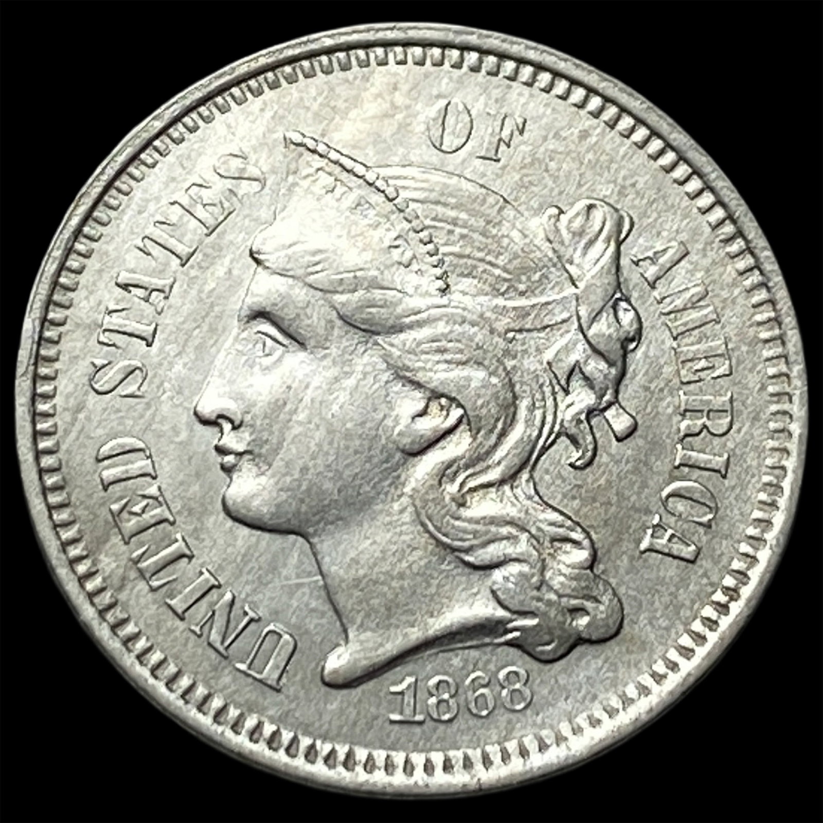1868 Nickel Three-Cent Piece CLOSELY UNCIRCULATED (1 of 2)