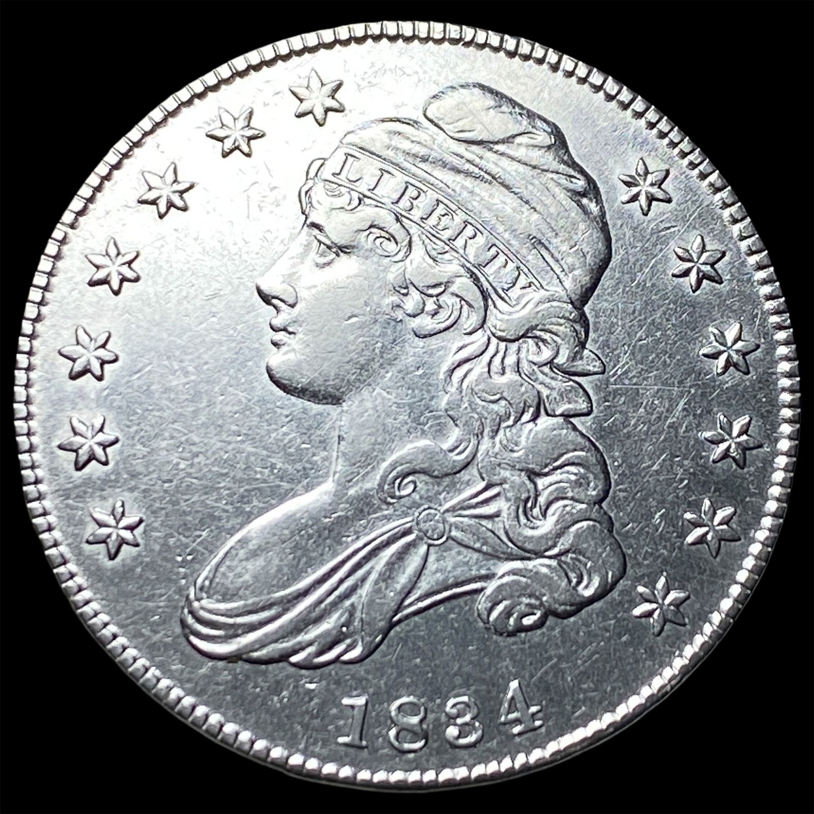 1834 Silver Capped Bust Half Dollar CHOICE AU: 1834 Silver Capped Bust Half Dollar CHOICE AU