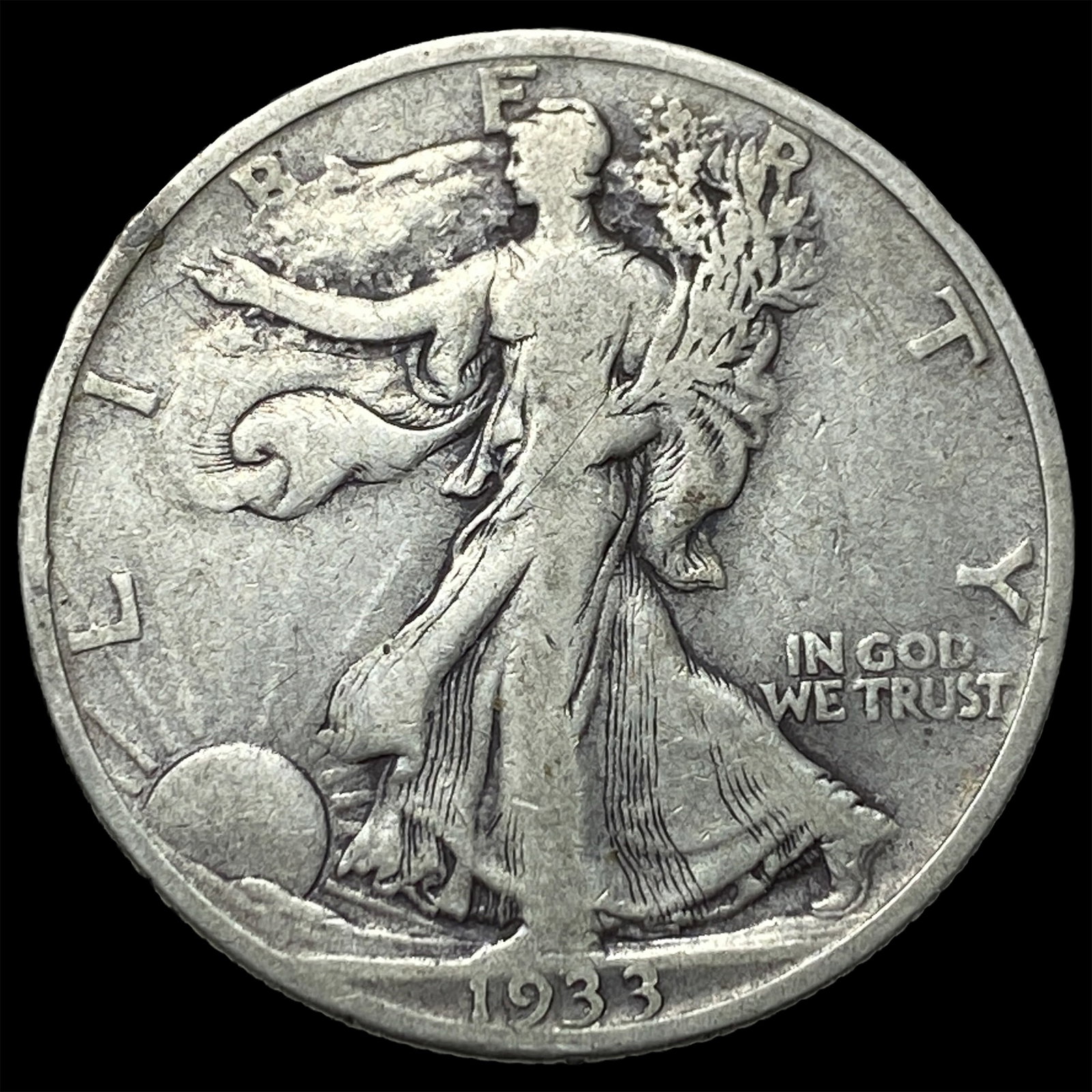 1933-S Silver Walking Liberty Half Dollar LIGHTLY CIRCULATED: 1933-S Silver Walking Liberty Half Dollar LIGHTLY CIRCULATED
