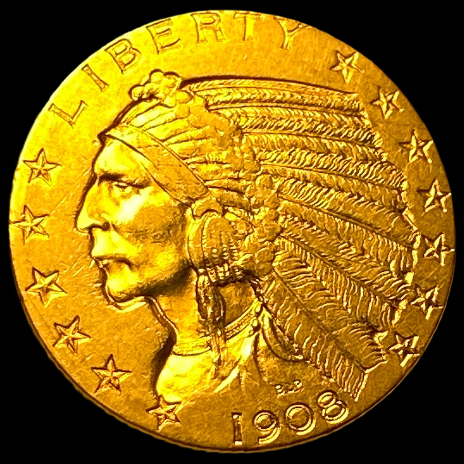 1908 Indian Head Half Eagle $5 Gold CLOSELY UNCIRCULATED: 1908 Indian Head Half Eagle $5 Gold CLOSELY UNCIRCULATED
