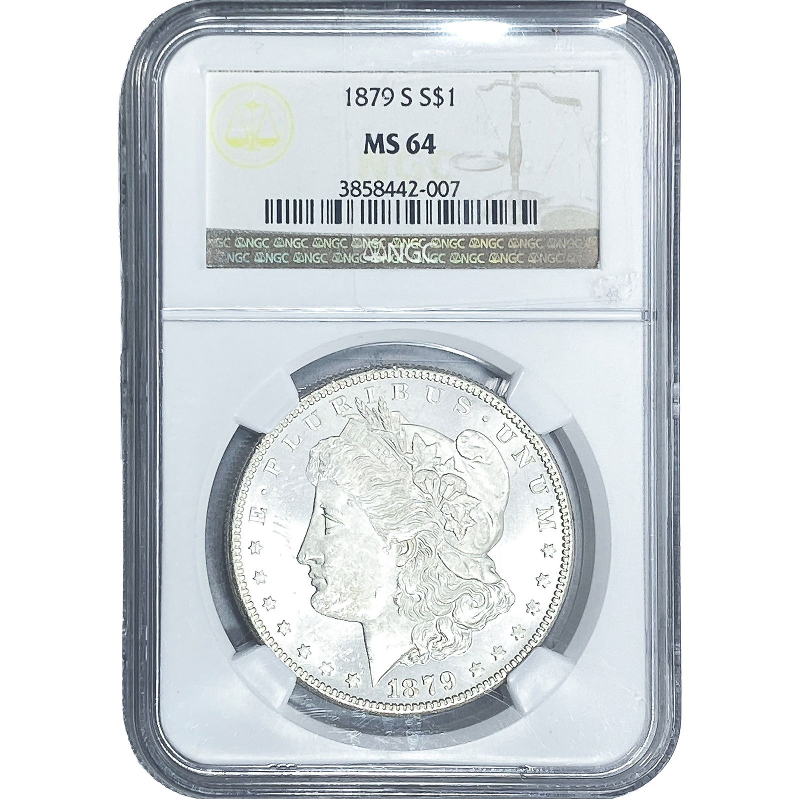 1879-S Morgan Silver Dollar NGC MS64: 1879-S Morgan Silver Dollar NGC MS64