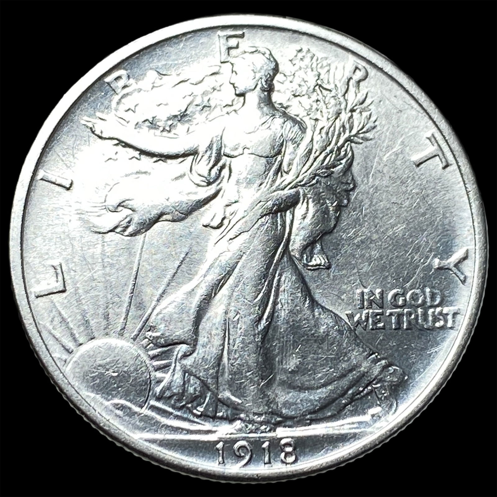 1918 Walking Liberty Half Dollar CLOSELY UNCIRCULATED: 1918 Walking Liberty Half Dollar CLOSELY UNCIRCULATED
