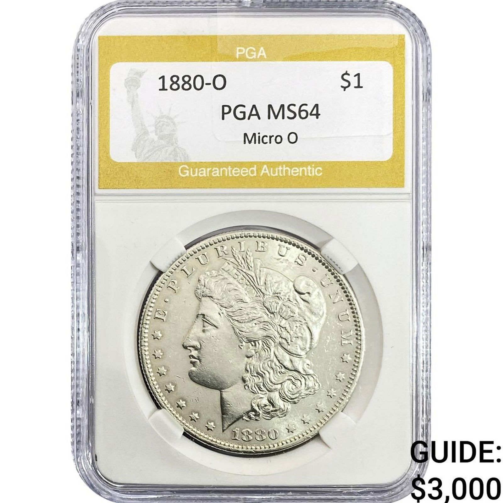 1880-O Morgan Silver Dollar PGA MS64 Micro O: 1880-O Morgan Silver Dollar PGA MS64 Micro O