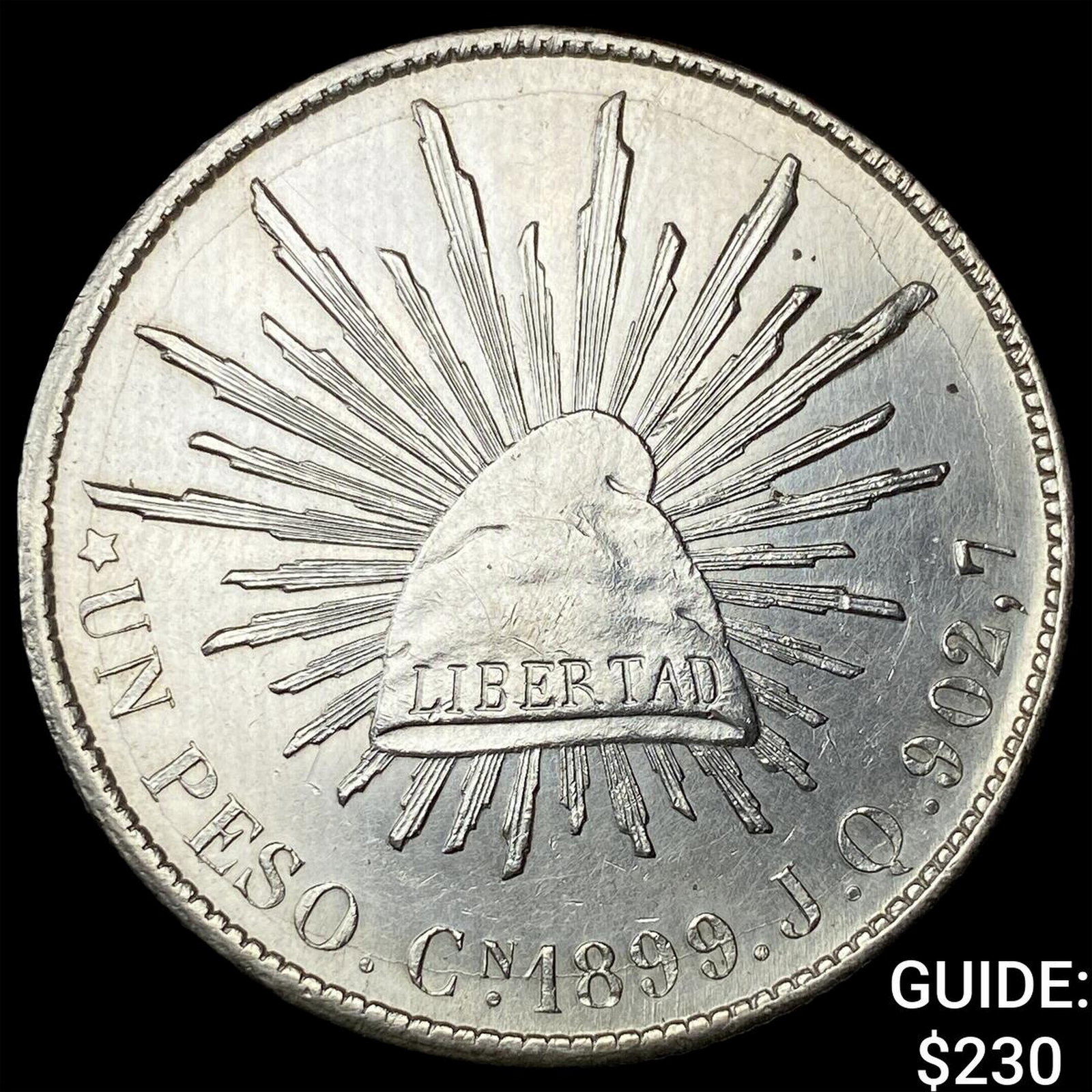 1899 Mexico Silver 1 Peso NEARLY UNCIRCULATED: 1899 Mexico Silver 1 Peso NEARLY UNCIRCULATED