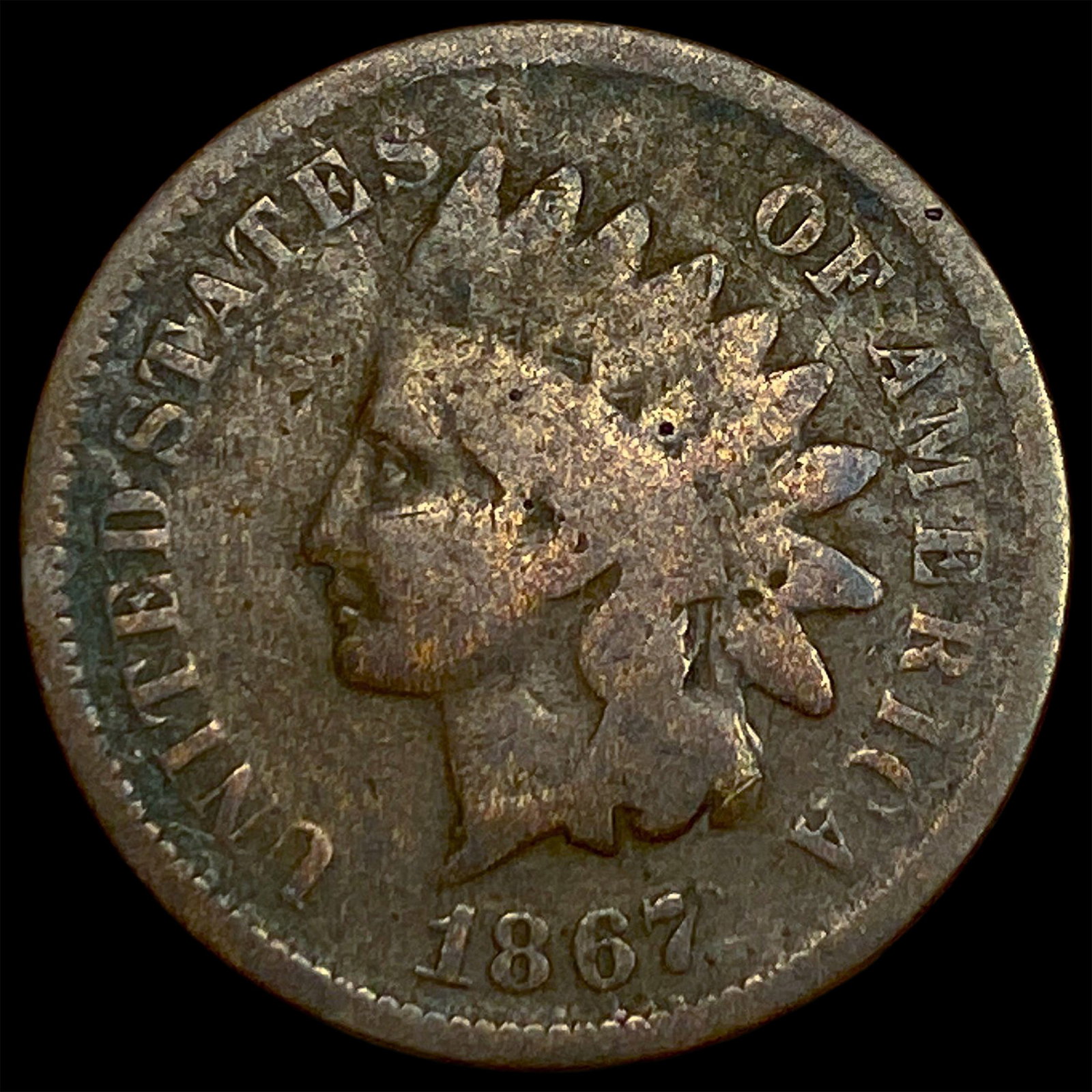 1867 Indian Head Cent NICELY CIRCULATED: 1867 Indian Head Cent NICELY CIRCULATED