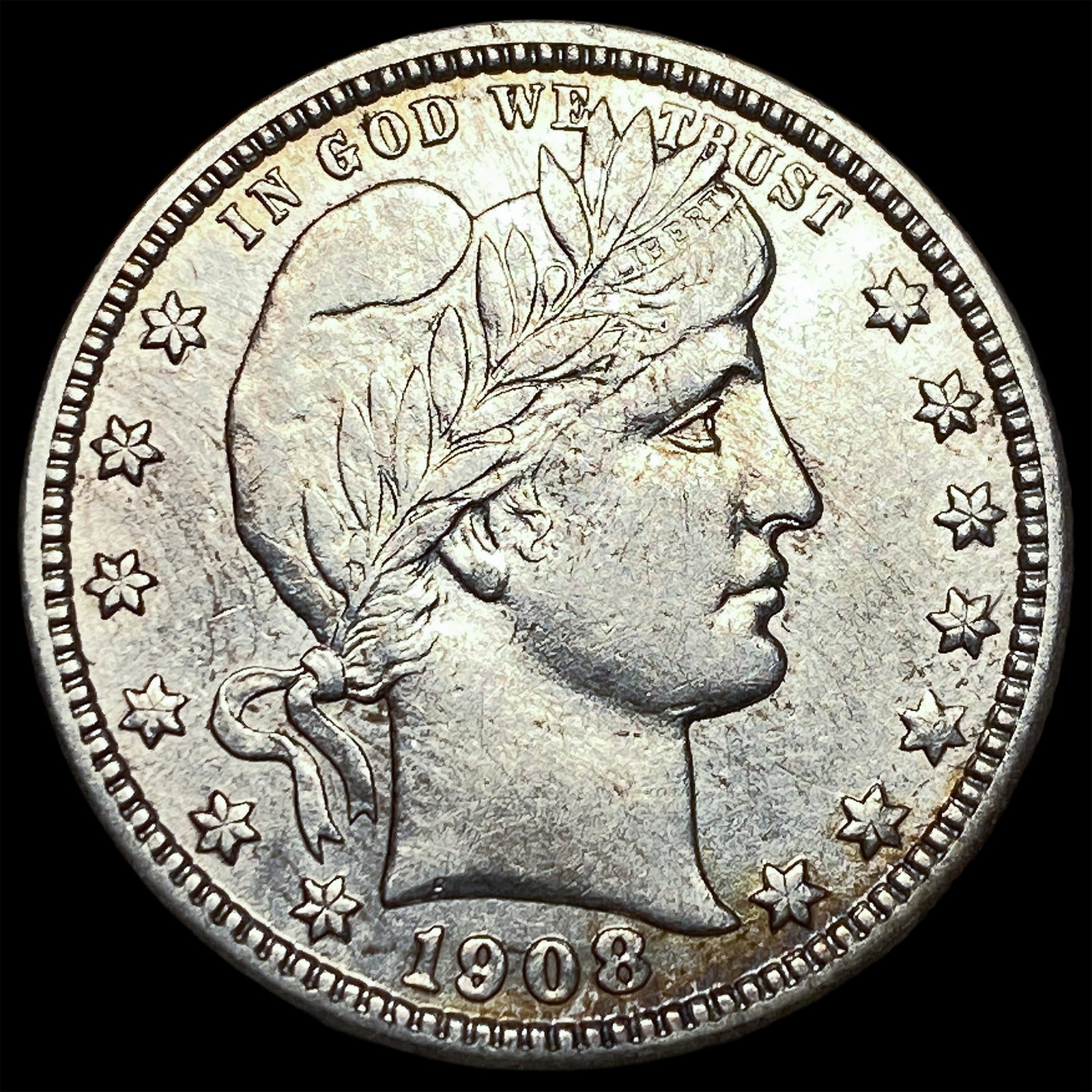 1908-D Silver Barber Quarter CHOICE AU: 1908-D Silver Barber Quarter CHOICE AU