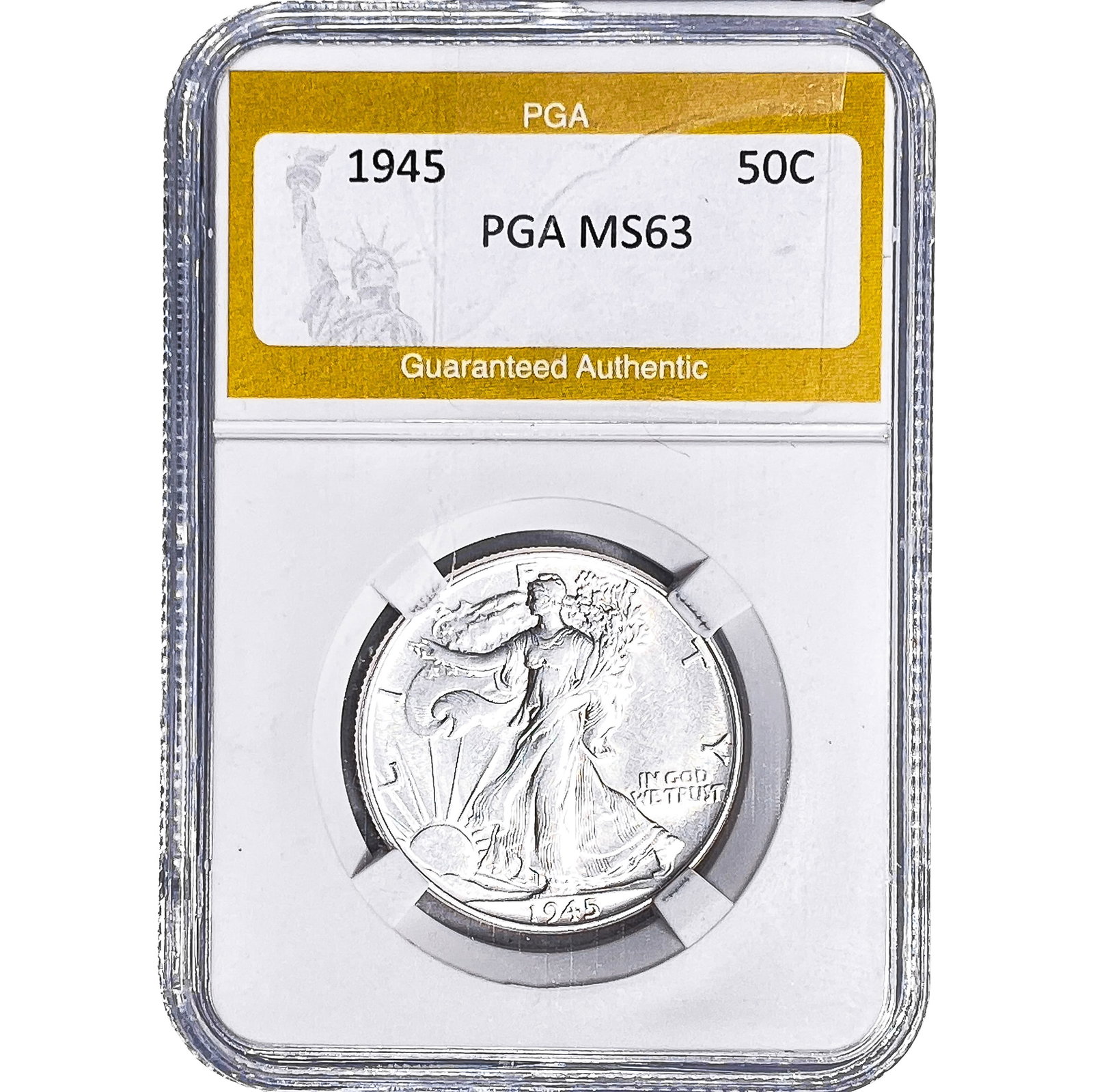 1945 Walking Liberty Half Dollar PGA MS63: 1945 Walking Liberty Half Dollar PGA MS63