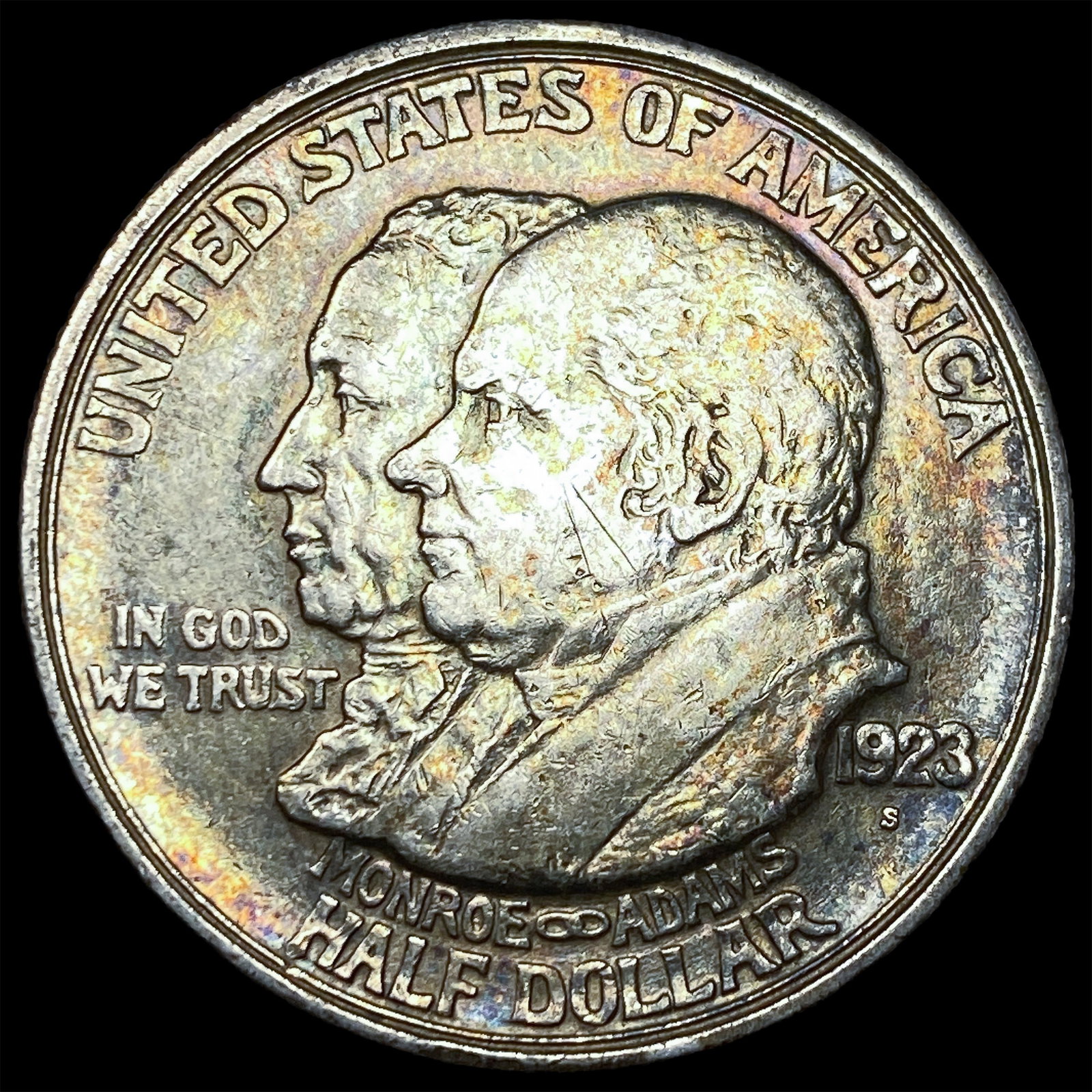 1923-S Silver Monroe Doctrine Centennial Half Dollar CLOSELY UNCIRCULATED: 1923-S Silver Monroe Doctrine Centennial Half Dollar CLOSELY UNCIRCULATED
