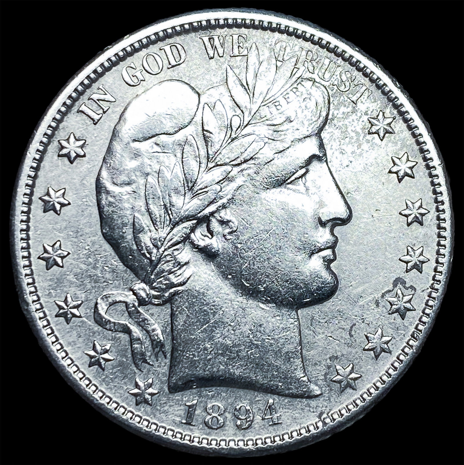 1894-S Silver Barber Half Dollar CLOSELY UNCIRCULATED: 1894-S Silver Barber Half Dollar CLOSELY UNCIRCULATED