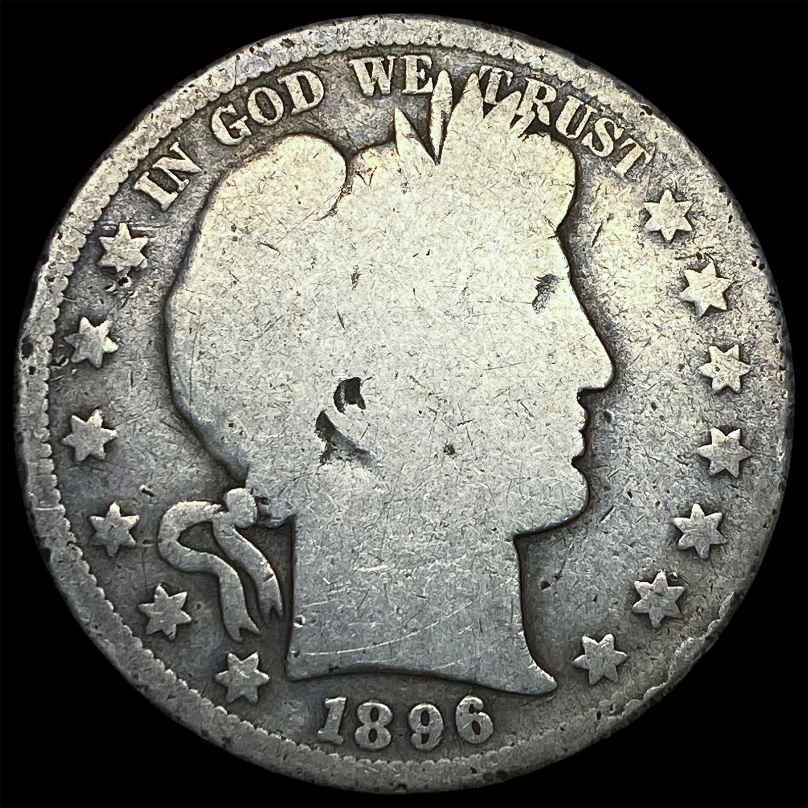 1896-S Silver Barber Half Dollar NICELY CIRCULATED: 1896-S Silver Barber Half Dollar NICELY CIRCULATED