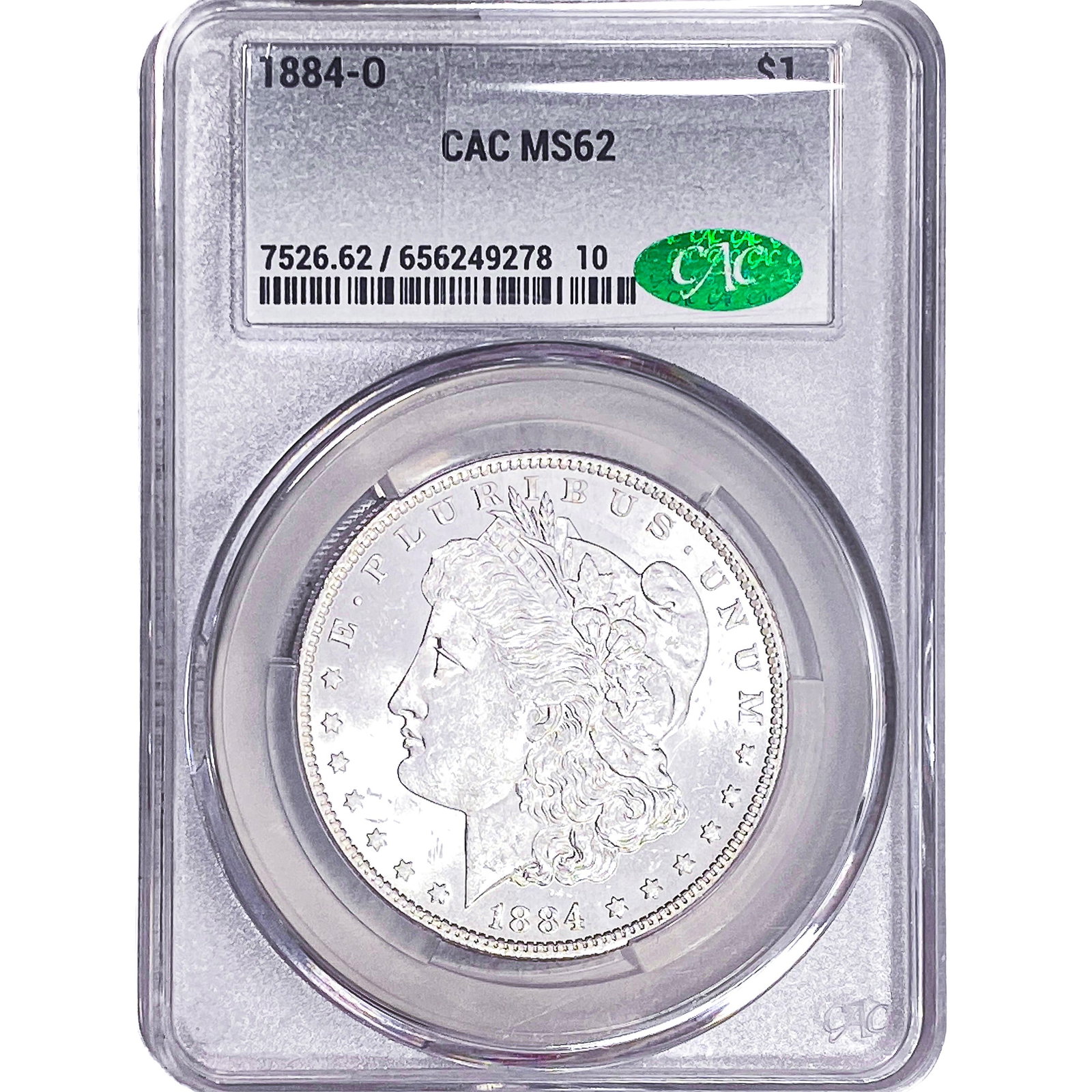 1884-O Morgan Silver Dollar CAC MS62: 1884-O Morgan Silver Dollar CAC MS62