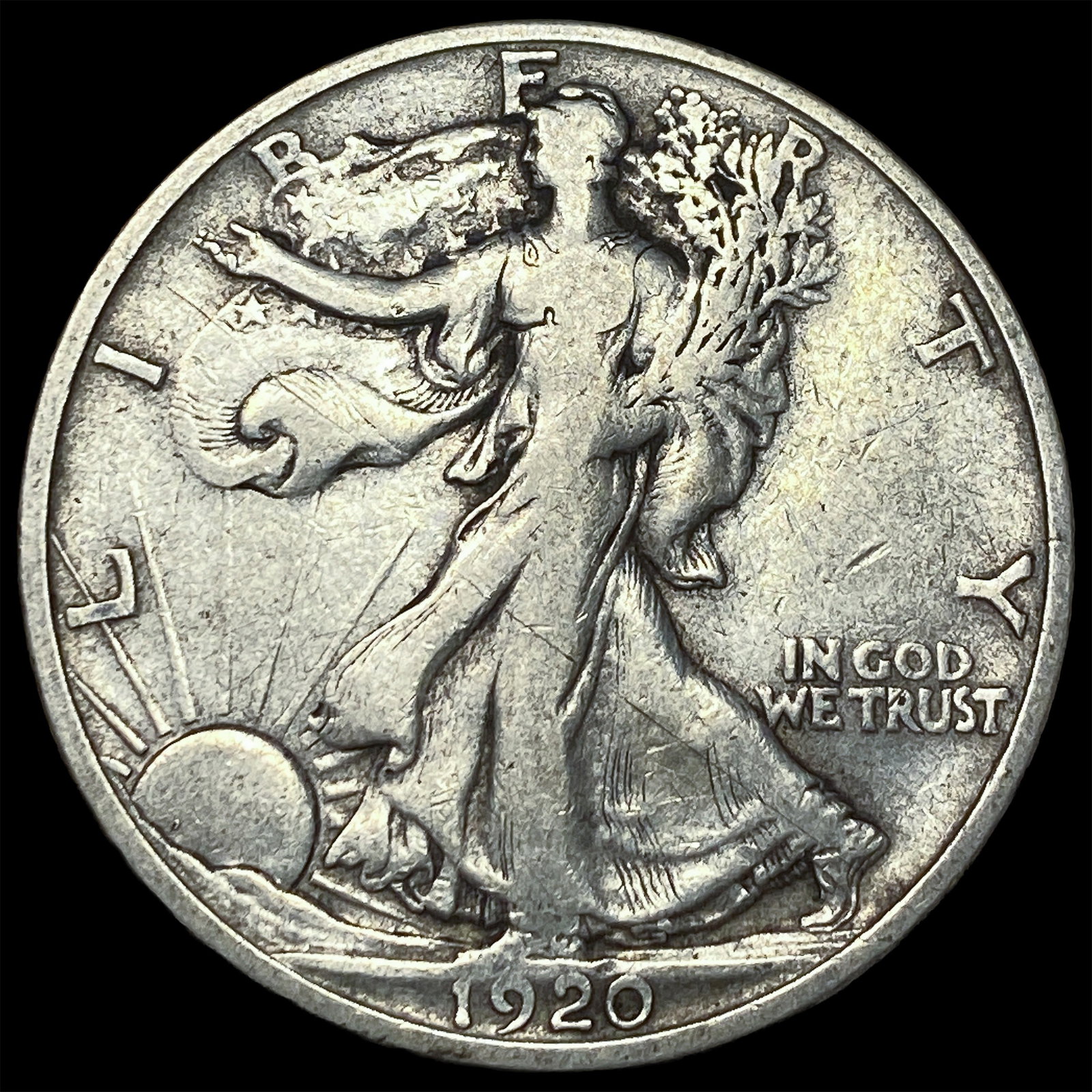 1920-S Silver Walking Liberty Half Dollar LIGHTLY CIRCULATED: 1920-S Silver Walking Liberty Half Dollar LIGHTLY CIRCULATED