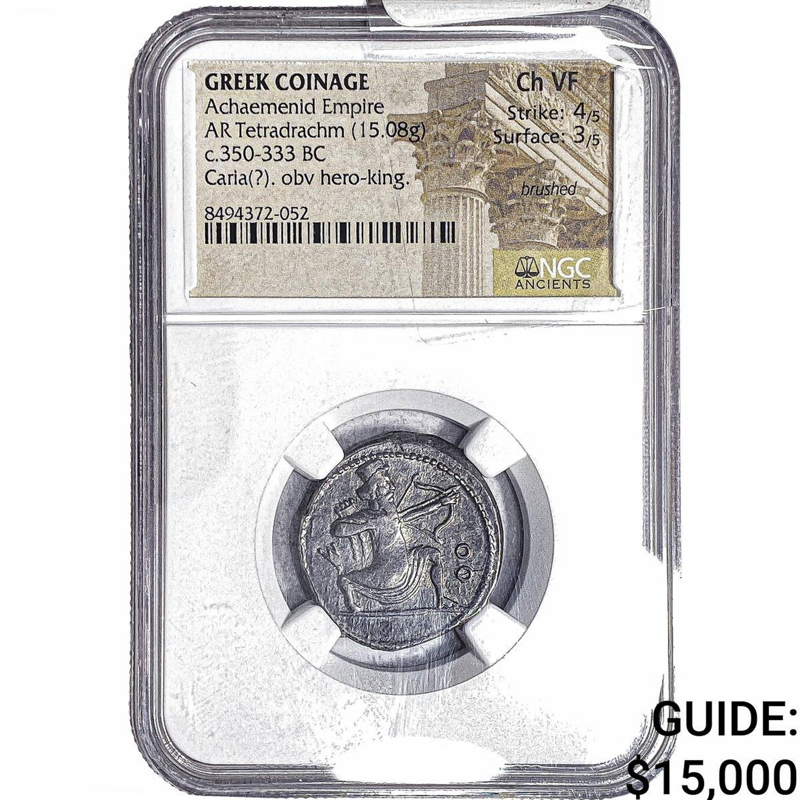 Achaemenid Empire 350-333 BC Silver Tetradrachm NGC Ch VF Brushed: Achaemenid Empire 350-333 BC Silver Tetradrachm NGC Ch VF Brushed