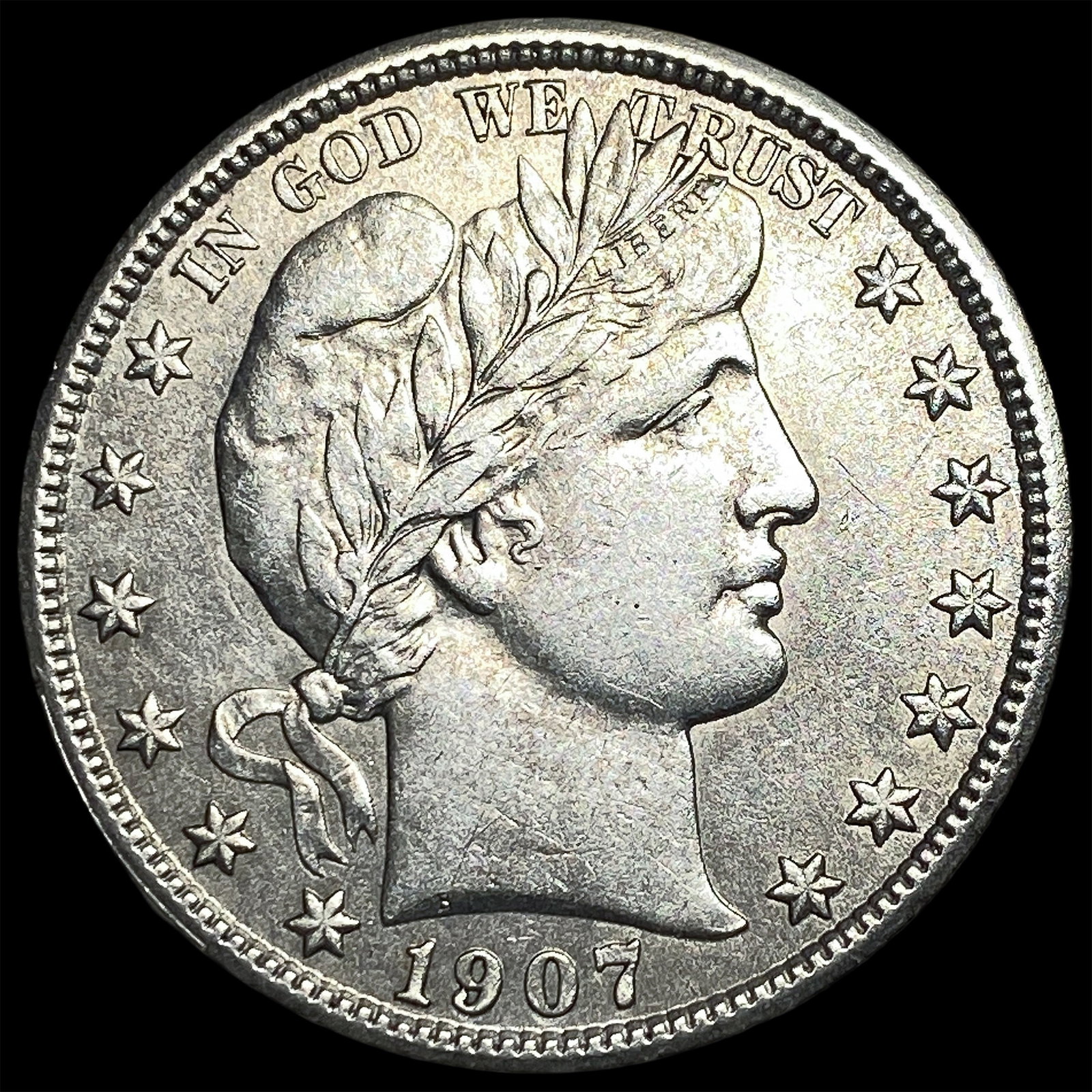 1907 Silver Half Dollar (Barber) CLOSELY UNCIRCULATED: 1907 Silver Half Dollar (Barber) CLOSELY UNCIRCULATED