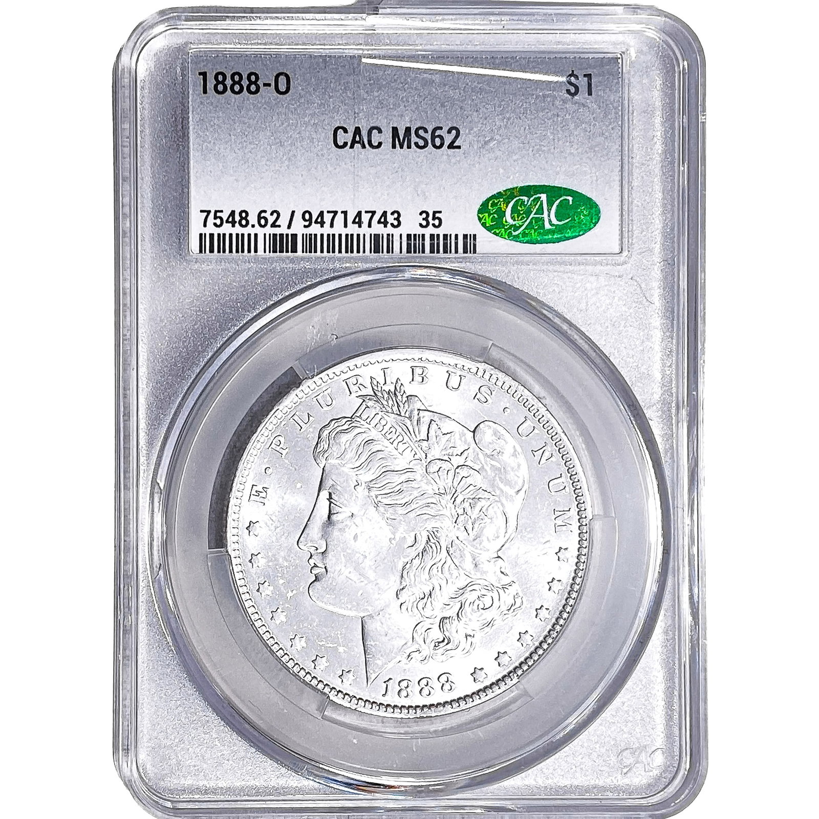 1888-O Morgan Silver Dollar CAC MS62: 1888-O Morgan Silver Dollar CAC MS62