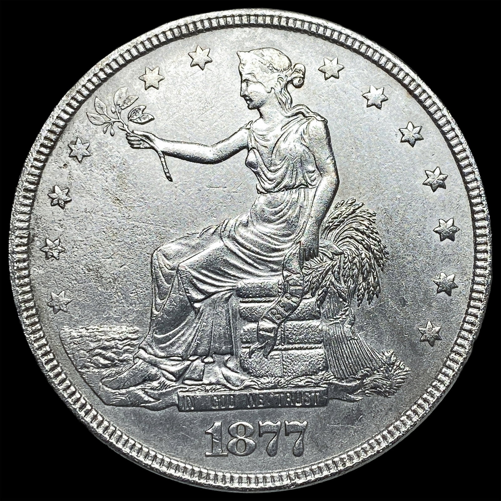 1877 Silver Trade Dollar CLOSELY UNCIRCULATED: 1877 Silver Trade Dollar CLOSELY UNCIRCULATED