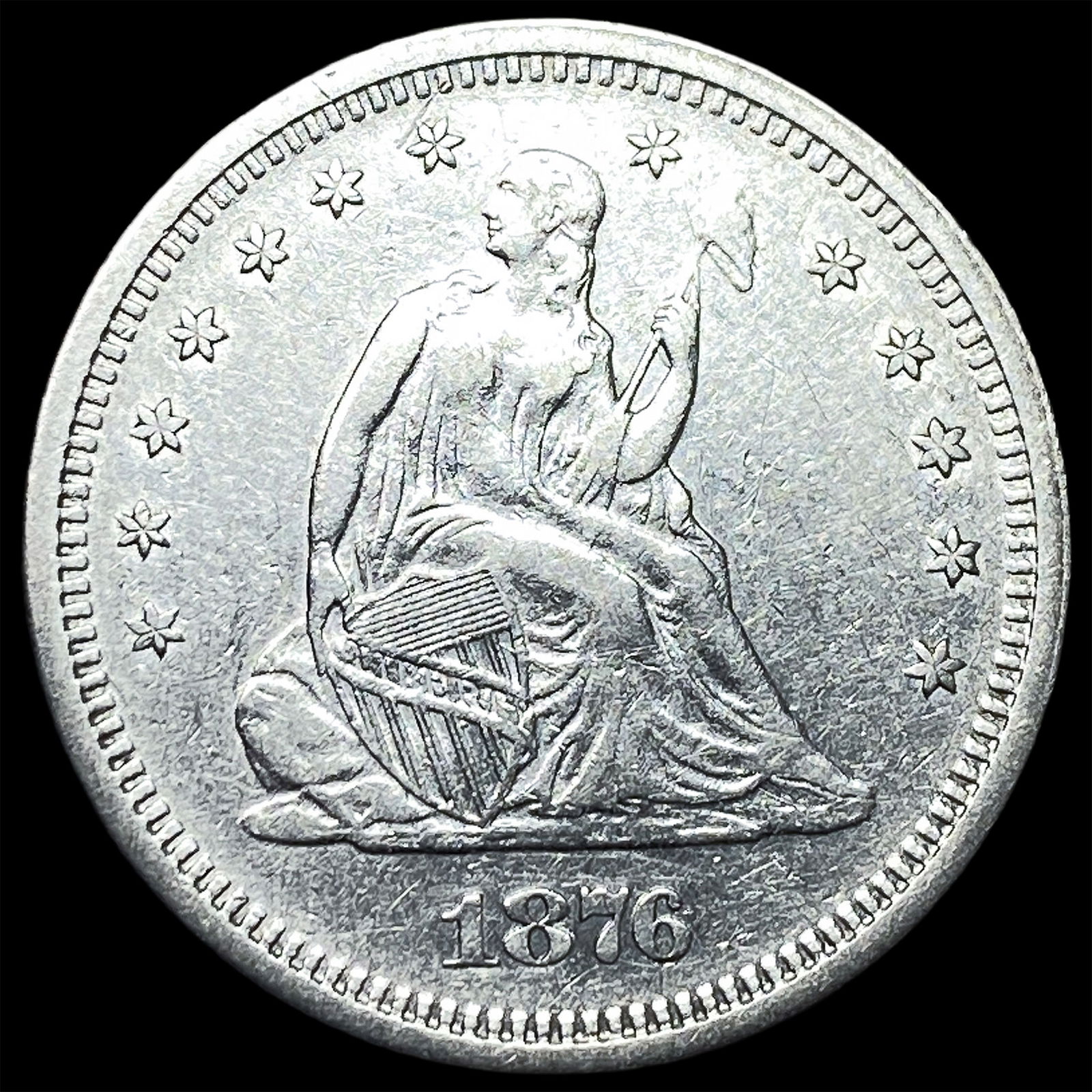 1876-S Silver Quarter Dollar CHOICE AU: 1876-S Silver Quarter Dollar CHOICE AU