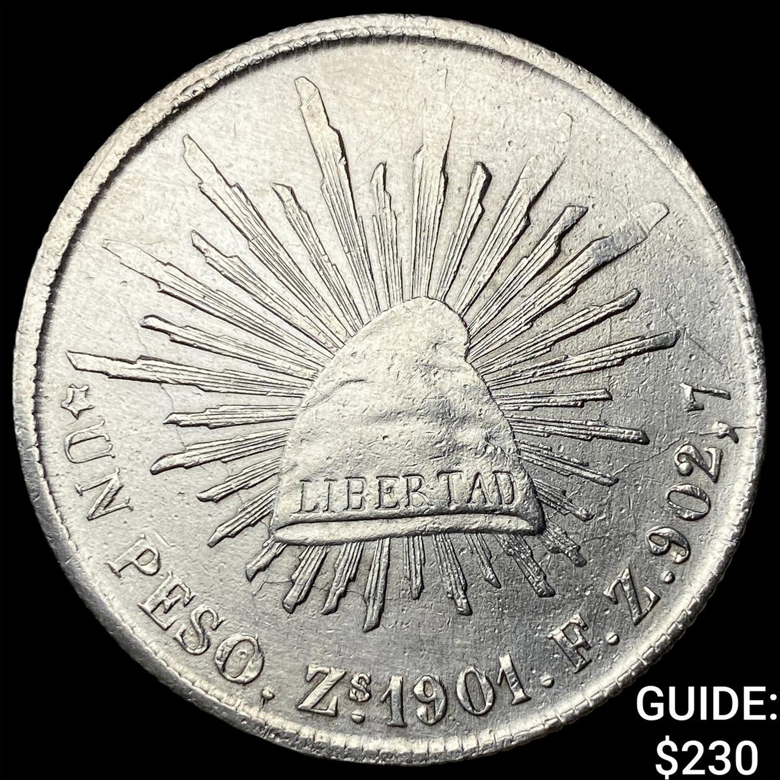 1901 Mexico Silver 1 Peso NEARLY UNCIRCULATED: 1901 Mexico Silver 1 Peso NEARLY UNCIRCULATED