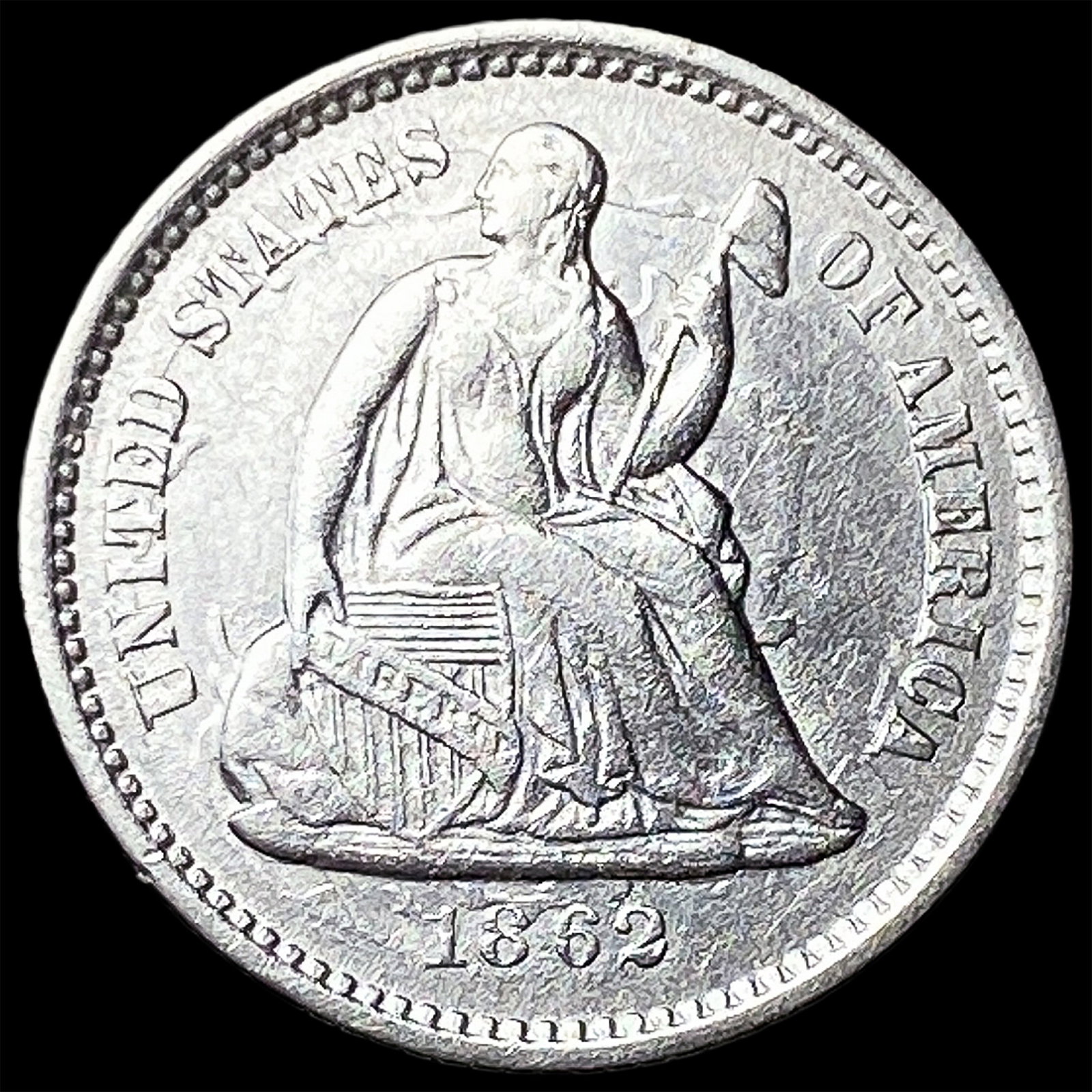 1862 Silver Half Dime CHOICE AU: 1862 Silver Half Dime CHOICE AU