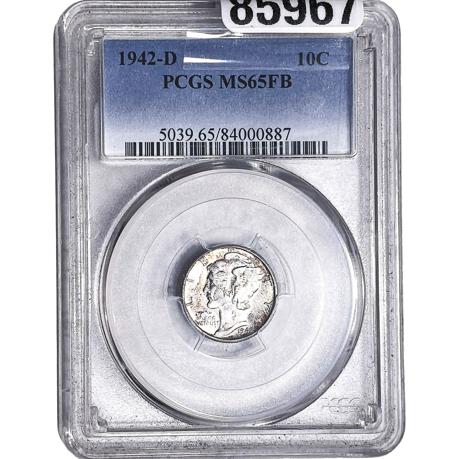 1942-D Mercury Silver Dime PCGS MS65 FB: 1942-D Mercury Silver Dime PCGS MS65 FB