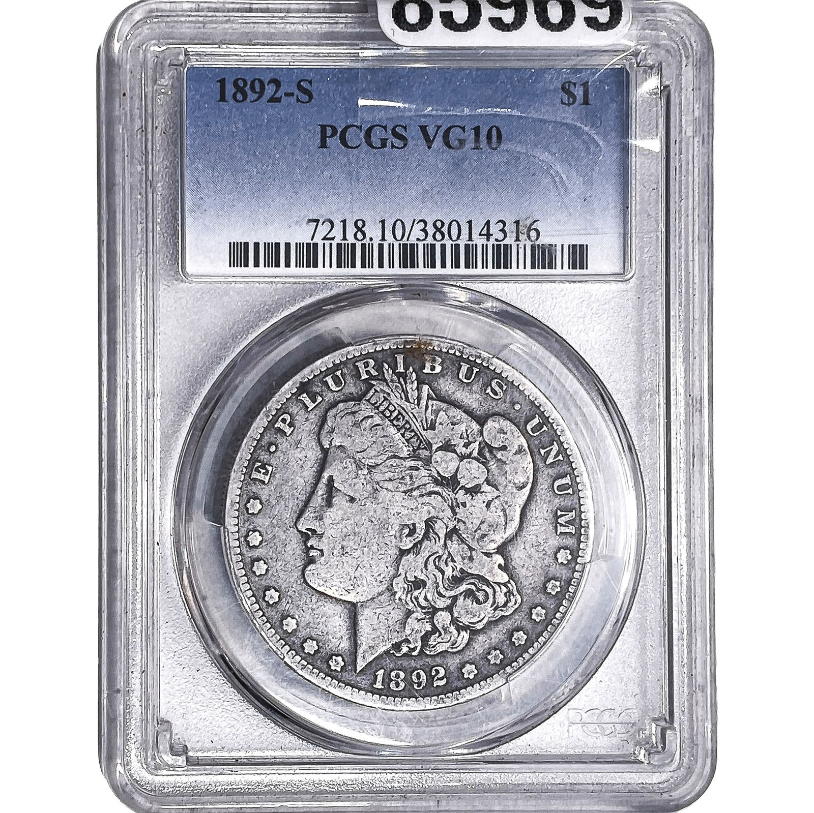 1892-S Morgan Silver Dollar PCGS VG10: 1892-S Morgan Silver Dollar PCGS VG10