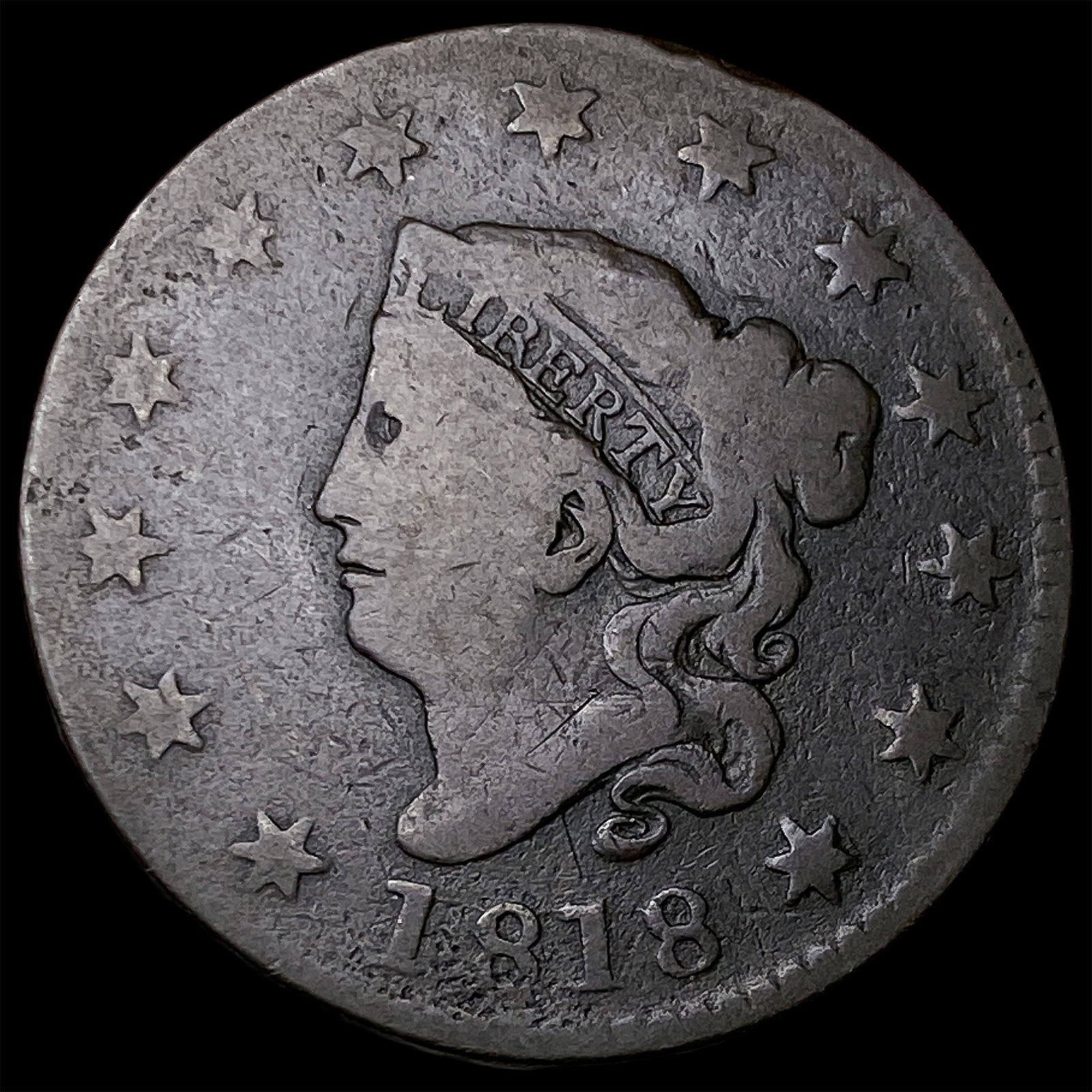 1818 Large Cent NICELY CIRCULATED: 1818 Large Cent NICELY CIRCULATED