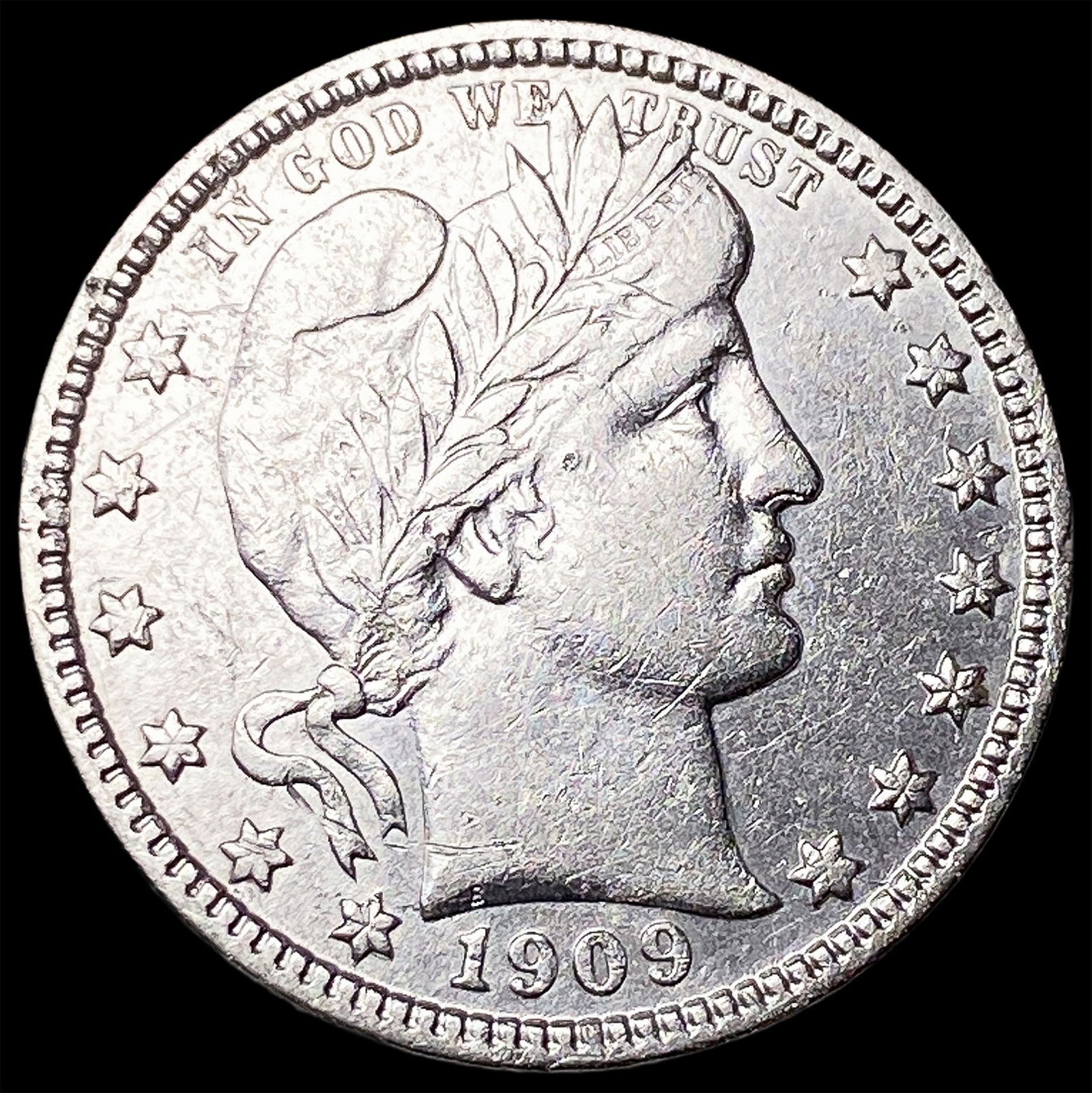 1909-D Silver Barber Quarter NEARLY UNCIRCULATED: 1909-D Silver Barber Quarter NEARLY UNCIRCULATED