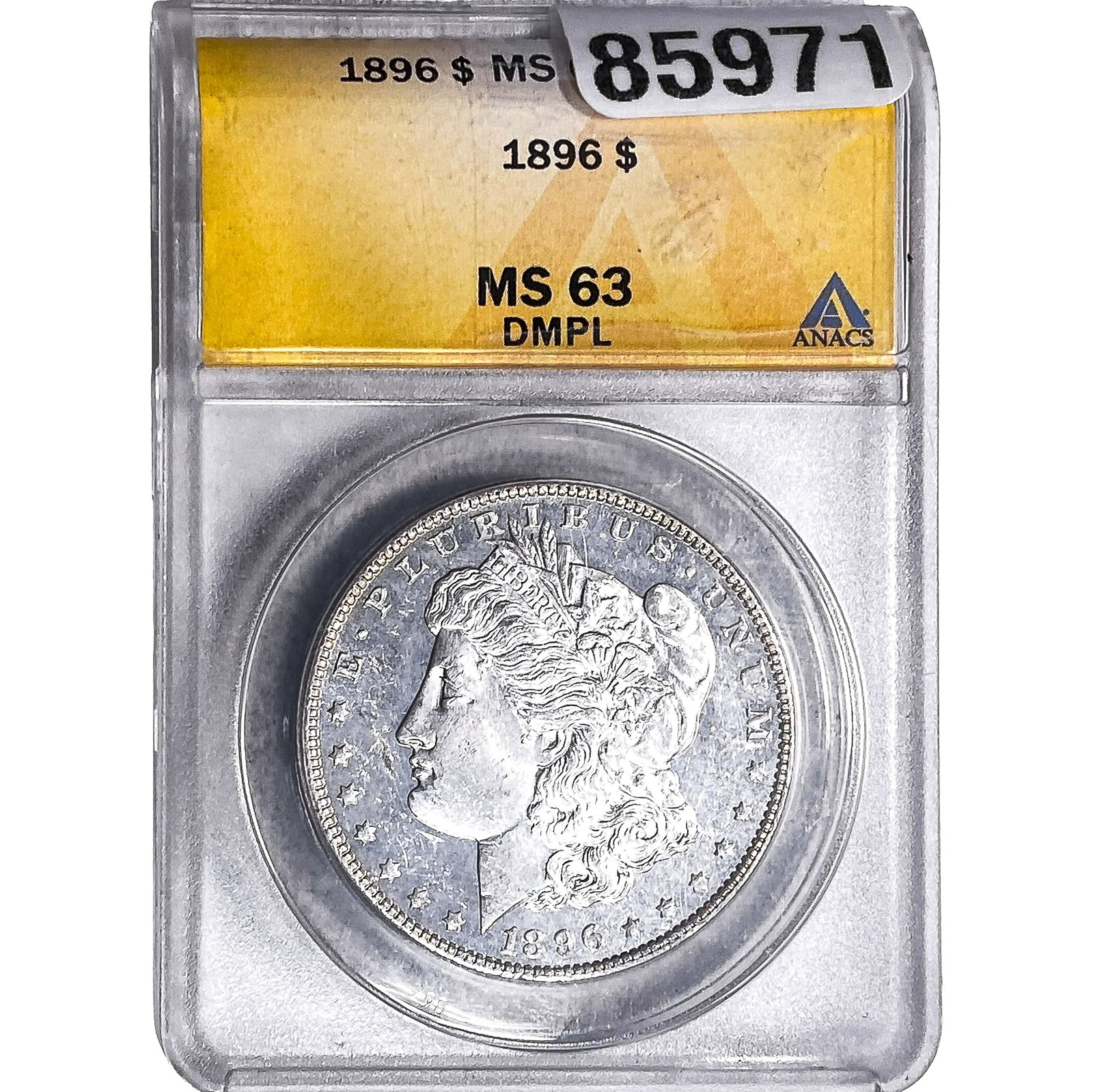 1896 Morgan Silver Dollar ANACS MS63 DMPL: 1896 Morgan Silver Dollar ANACS MS63 DMPL