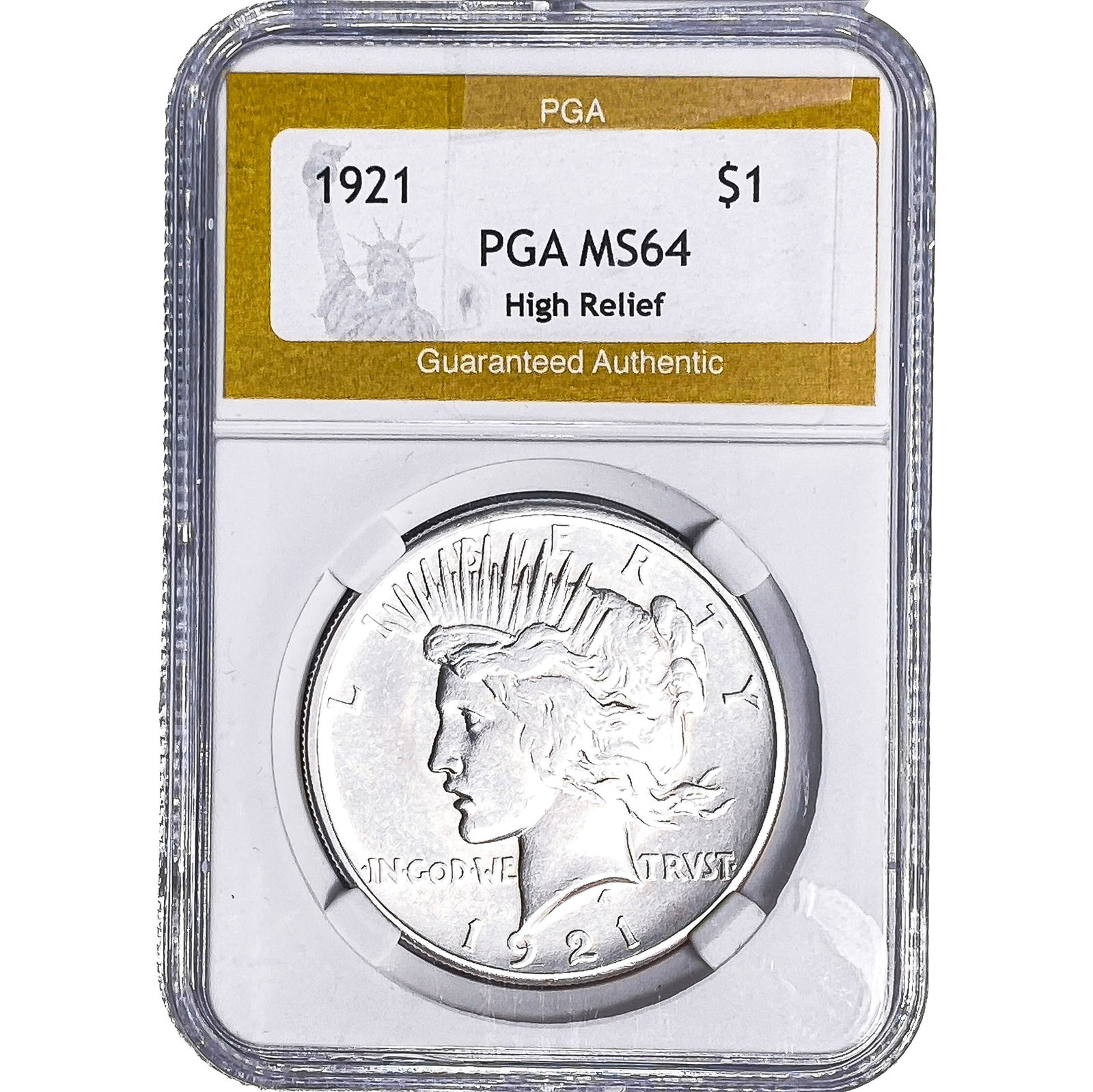 1921 Silver Peace Dollar PGA MS64: 1921 Silver Peace Dollar PGA MS64