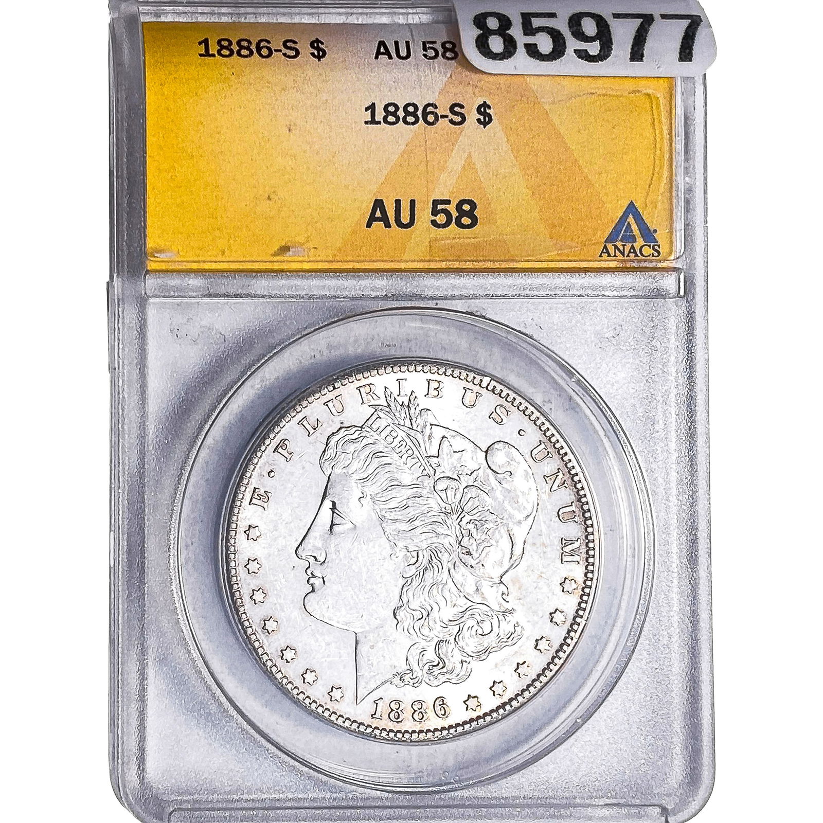 1886-S Morgan Silver Dollar ANACS AU58: 1886-S Morgan Silver Dollar ANACS AU58