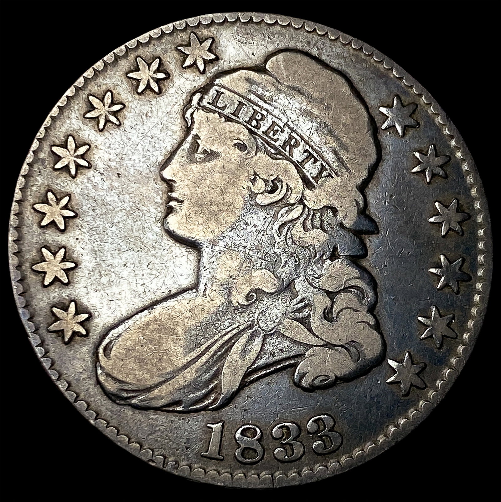 1833 Capped Bust Half Dollar NEARLY UNCIRCULATED: 1833 Capped Bust Half Dollar NEARLY UNCIRCULATED