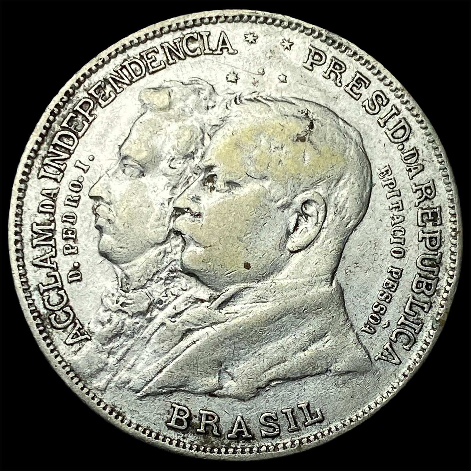 1922 Brazil Silver 2,000 Reis NEARLY UNCIRCULATED: 1922 Brazil Silver 2,000 Reis NEARLY UNCIRCULATED